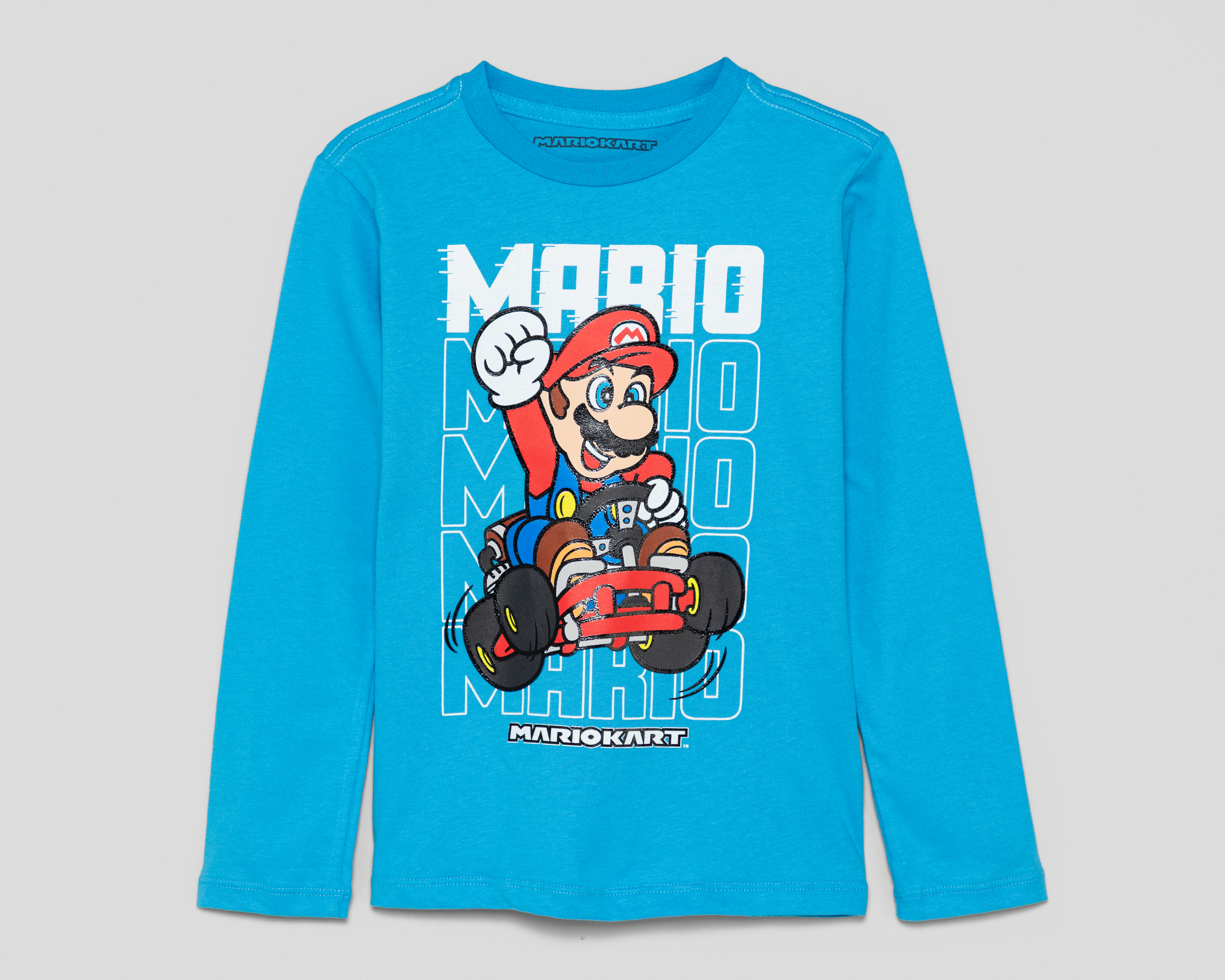 Foto 2 pulgar | Foto 1 | Playera Manga Larga Azul Mario Bros para Niño