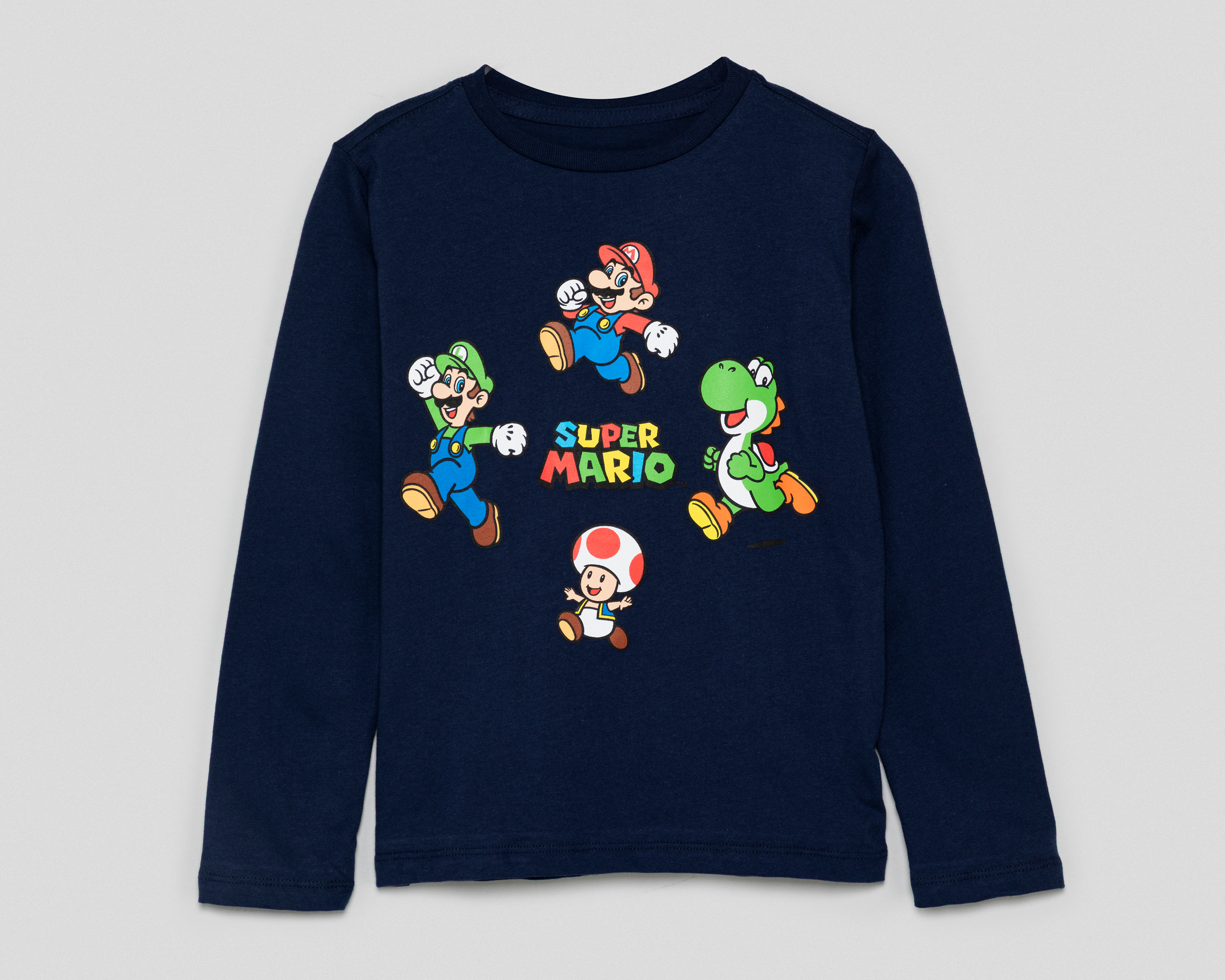 Foto 2 pulgar | Foto 1 | Playera Manga Larga Azul Mario Bros para Niño