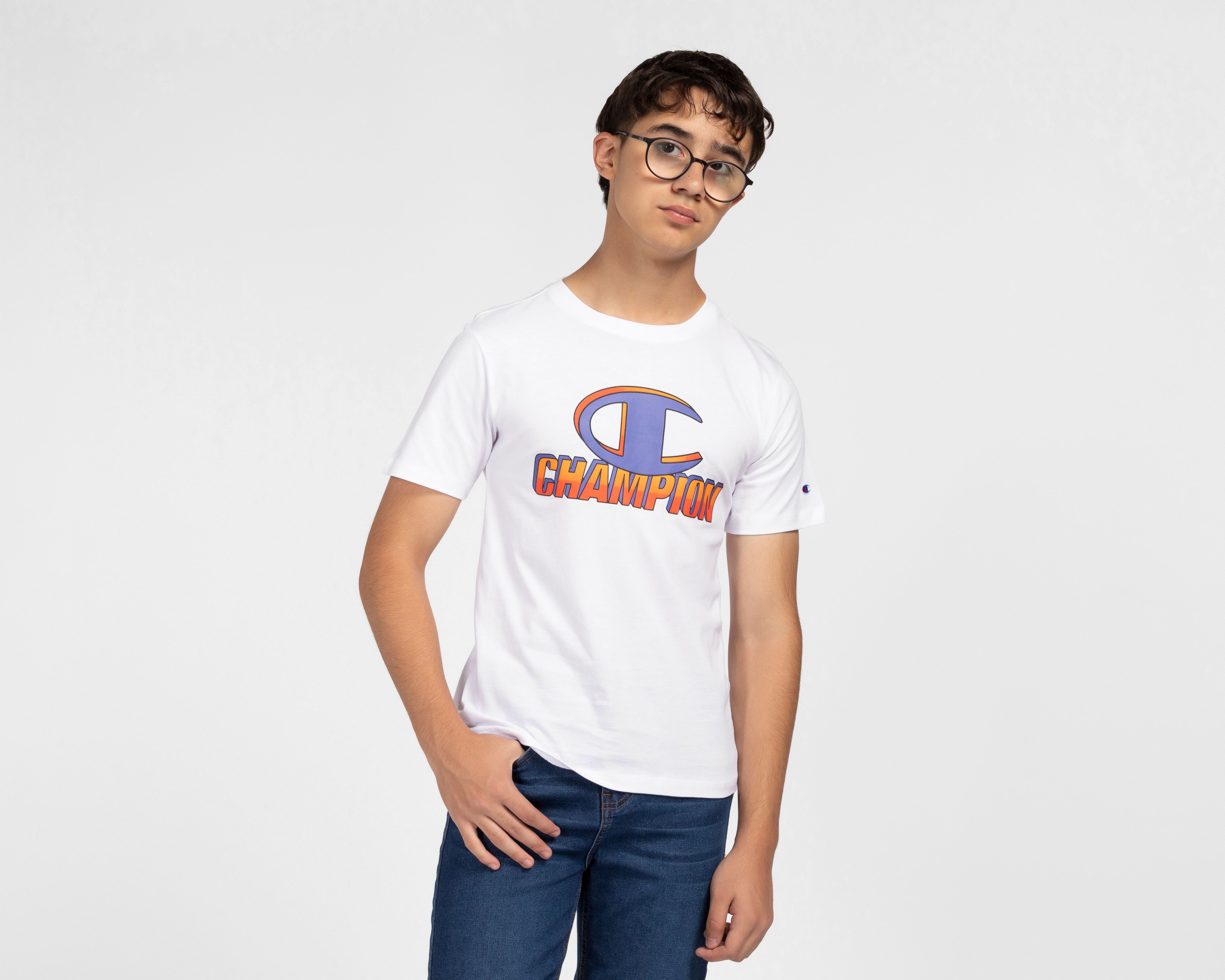 Playera de Cuello Redondo Blanca Champion Juvenil