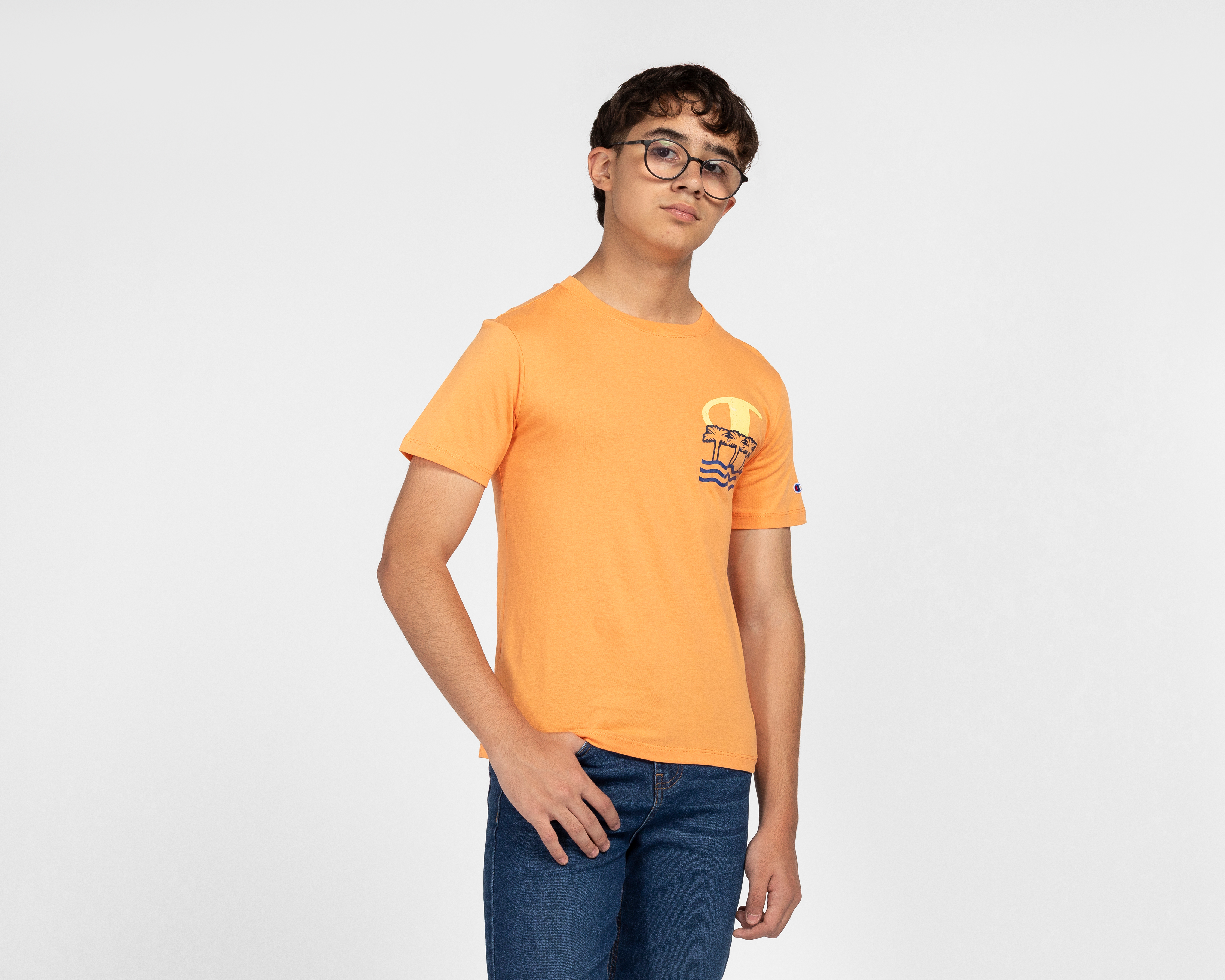 Playera de Cuello Redondo Anaranjada Champion para Niño