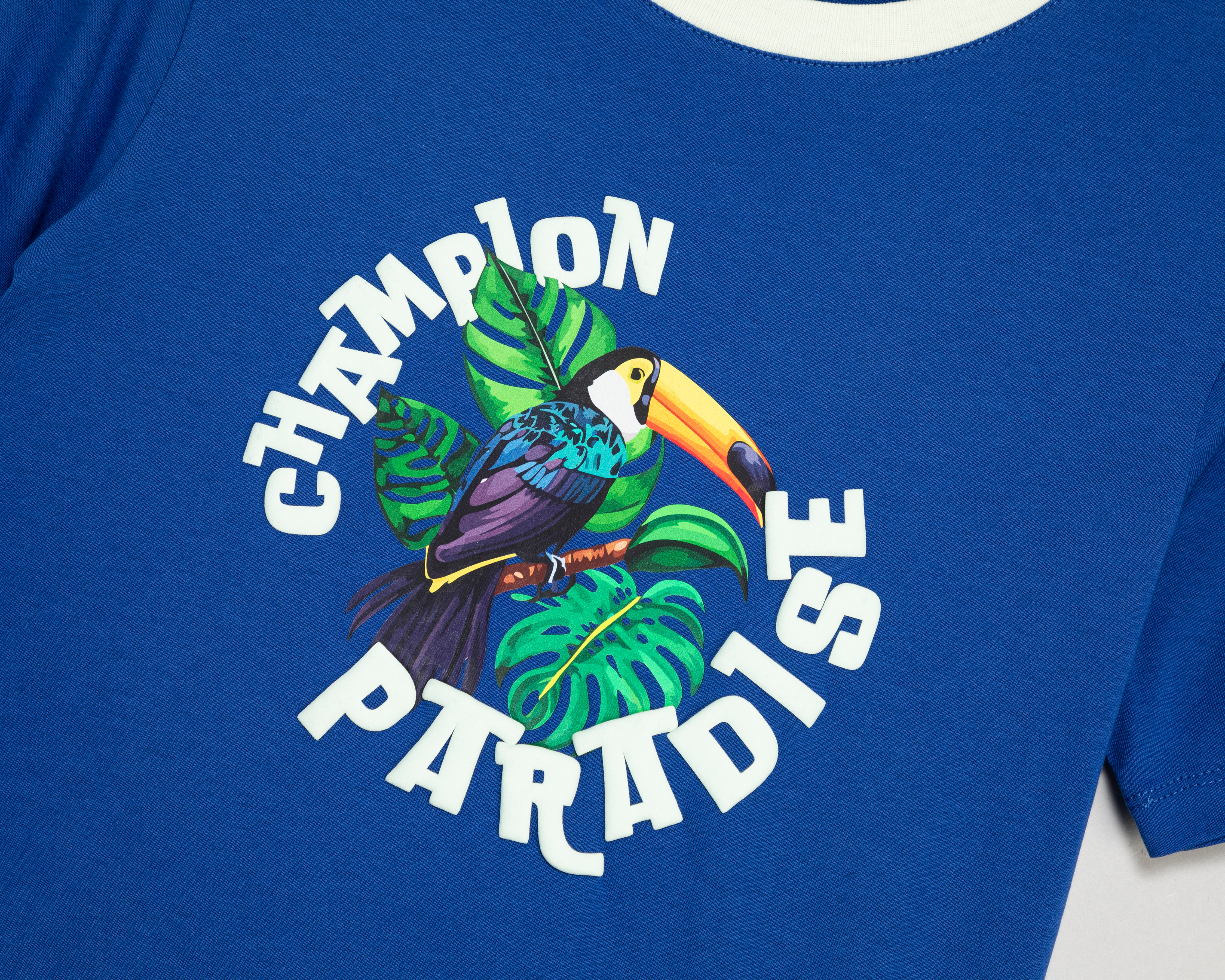 Foto 4 pulgar | Foto 3 | Playera de Cuello Redondo Azul Champion Juvenil