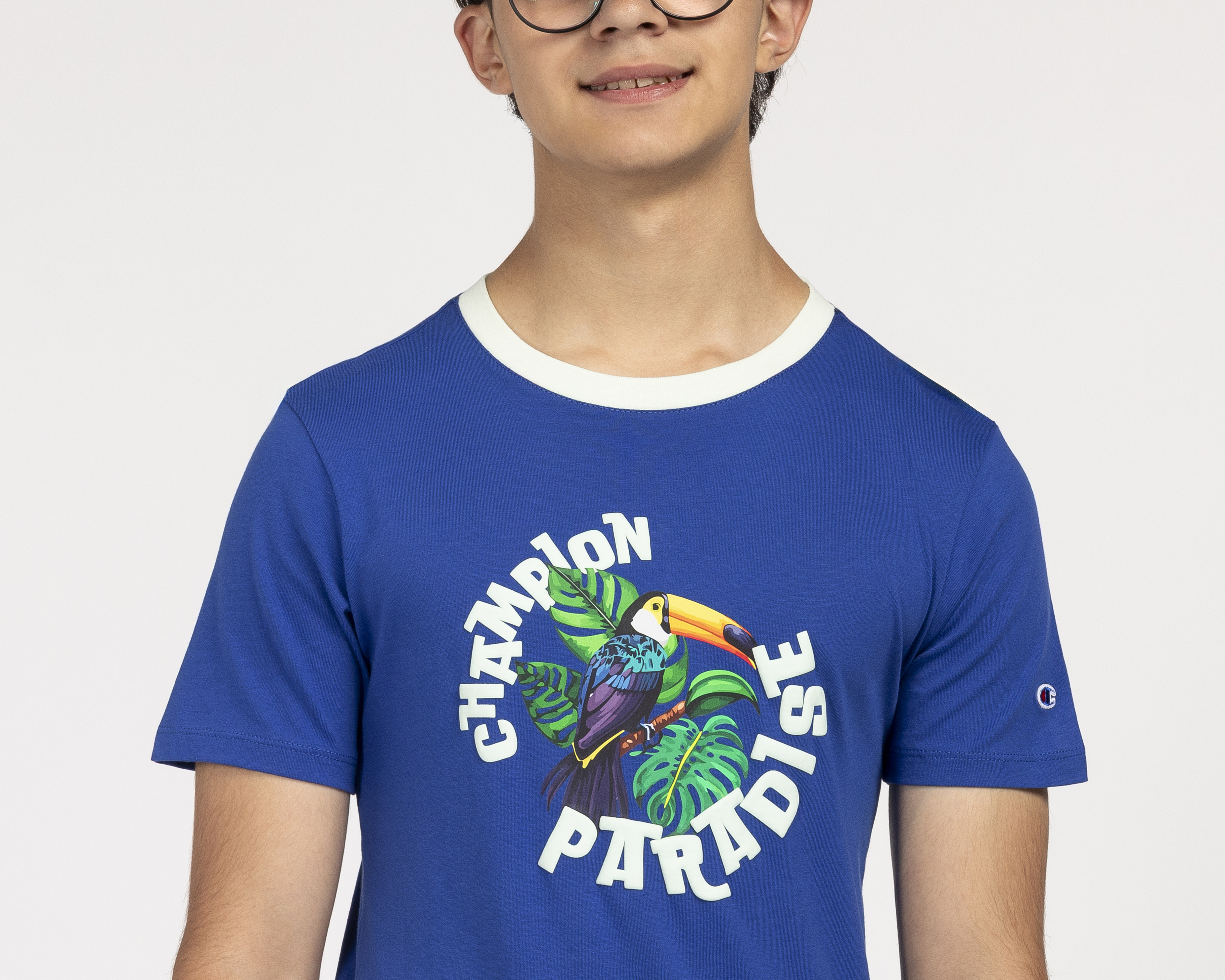 Foto 4 | Foto 4 | Playera de Cuello Redondo Azul Champion Juvenil