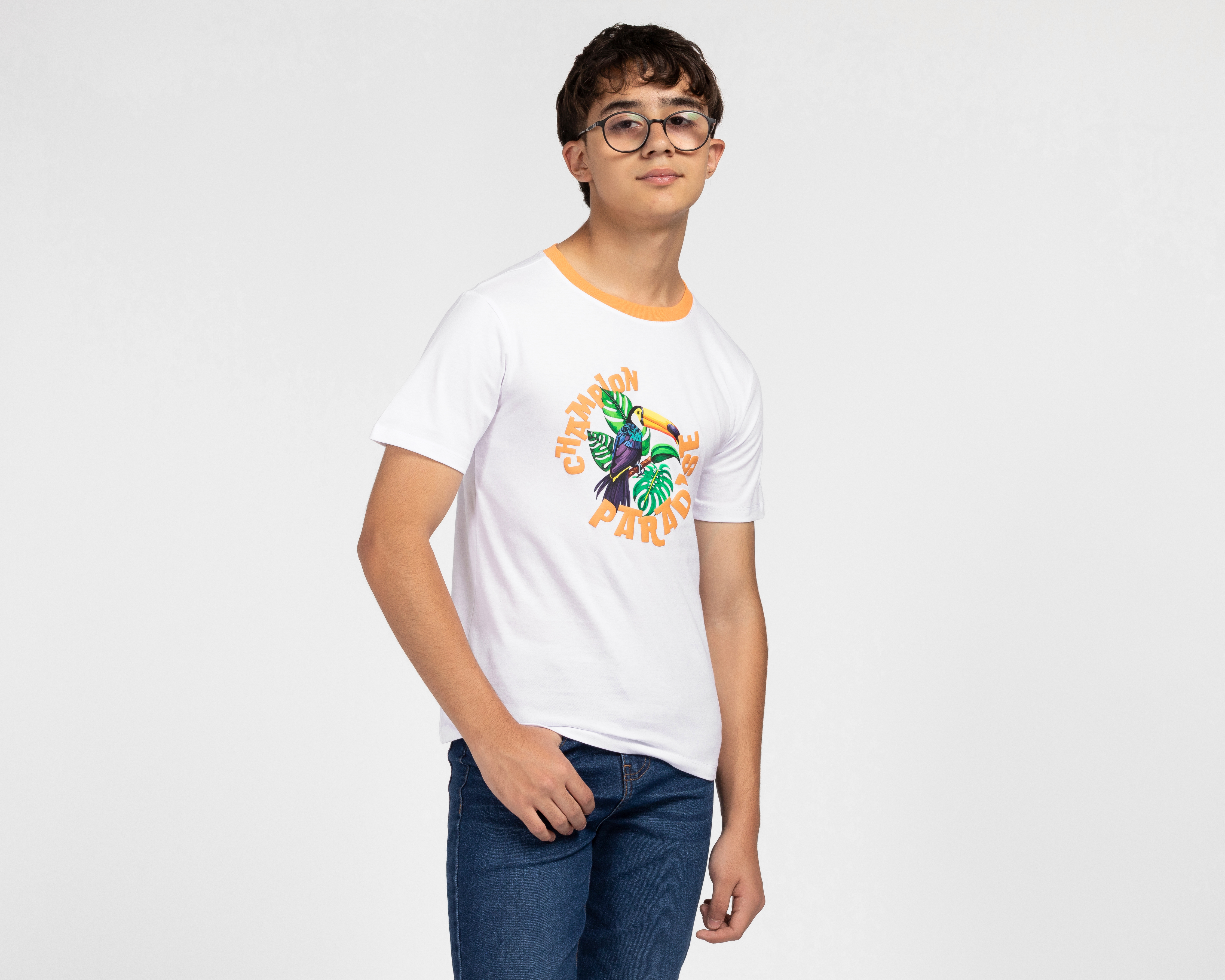 Playera de Cuello Redondo Blanco Champion Juvenil