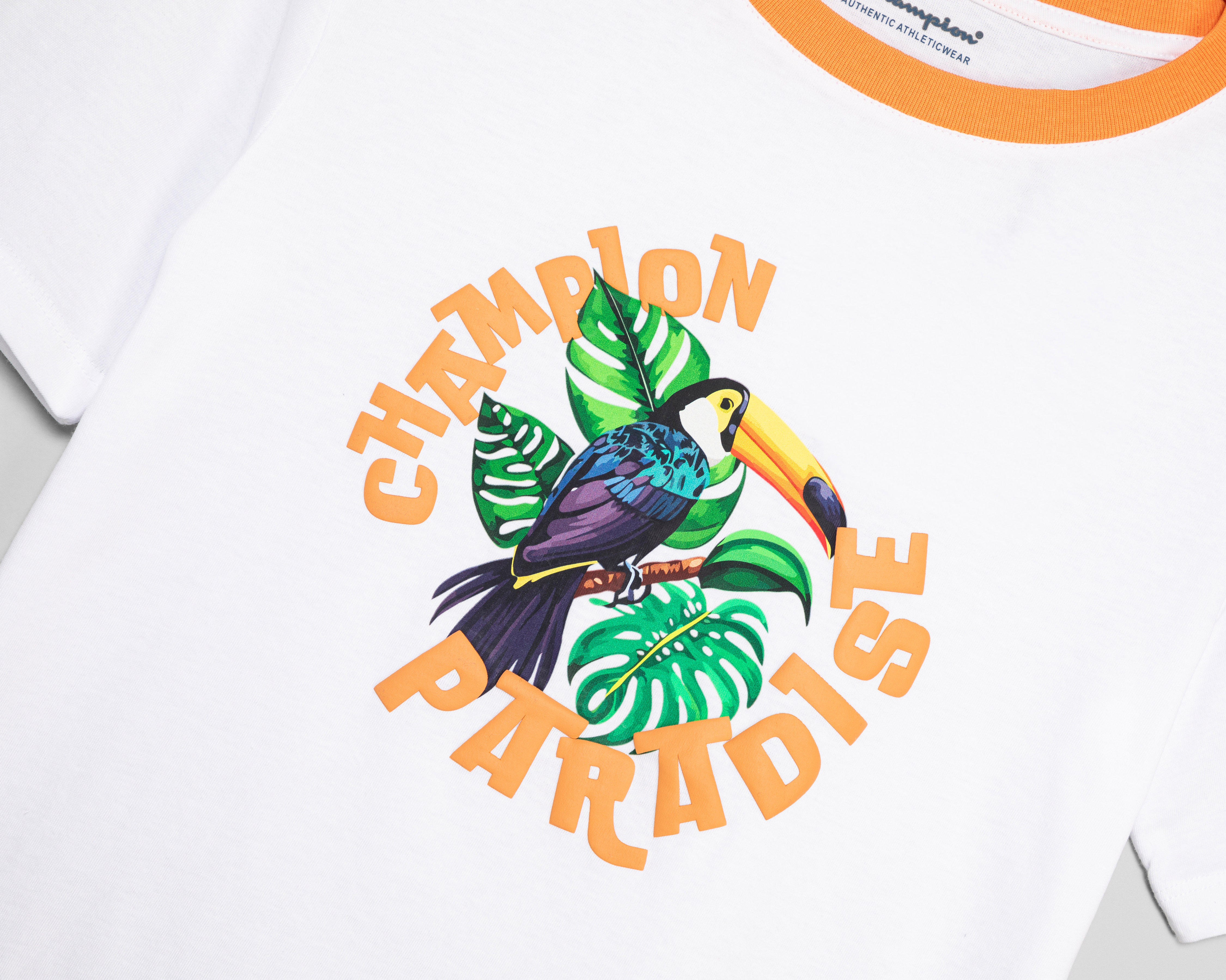 Foto 4 pulgar | Foto 3 | Playera de Cuello Redondo Blanco Champion Juvenil