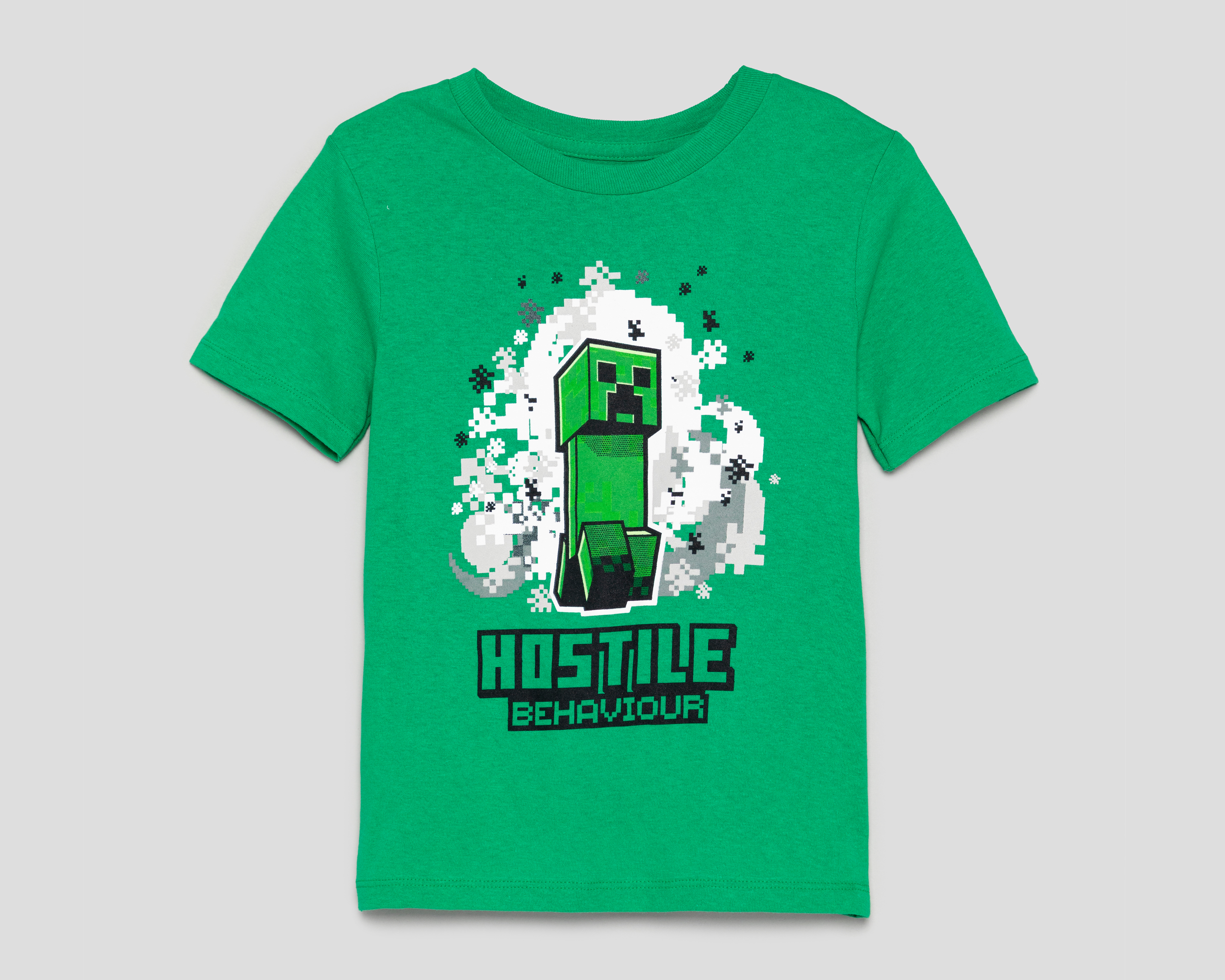 Playera de Cuello Redondo Verde Minecraft para Niño