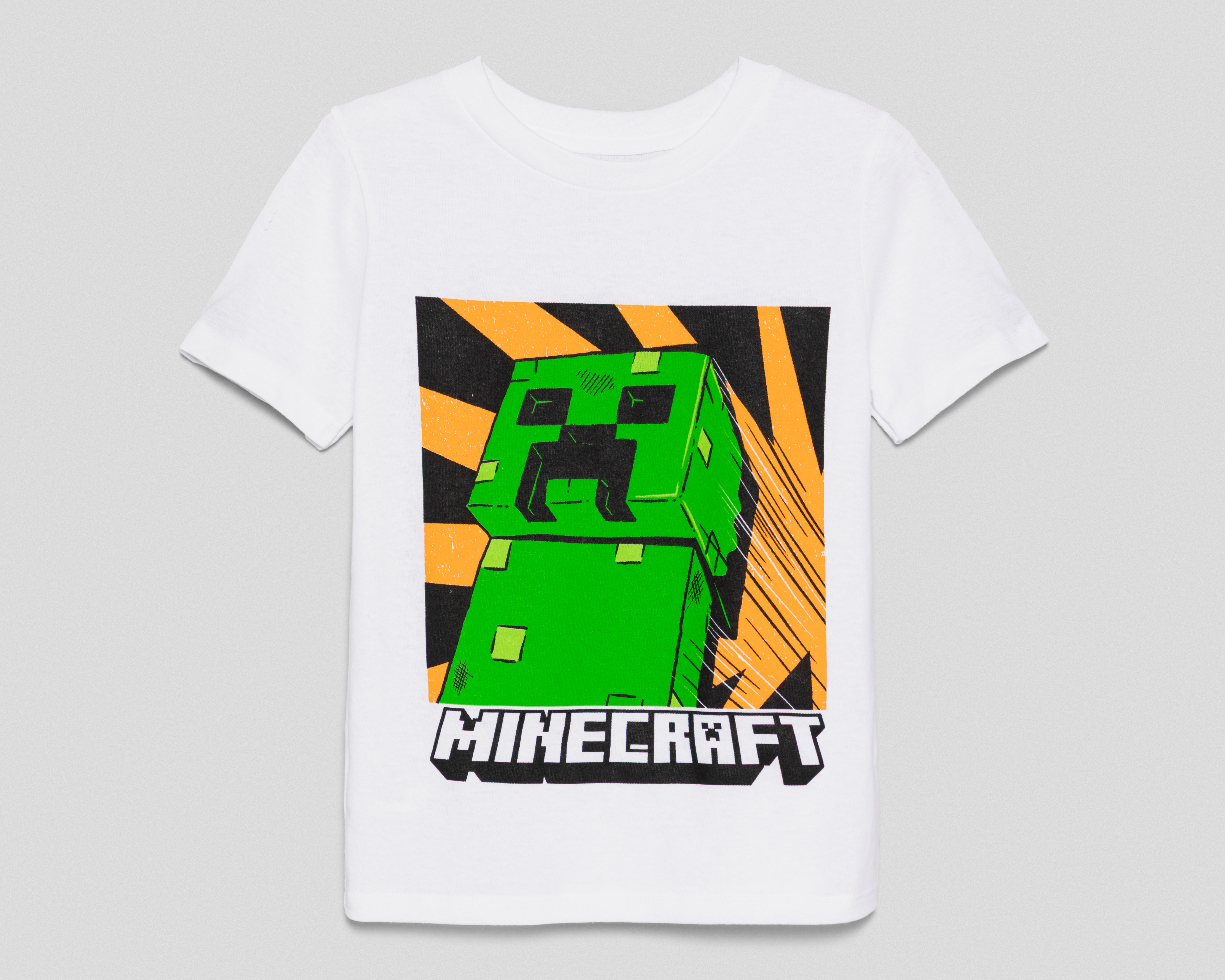 Playera de Cuello Redondo Blanco Minecraft para Niño