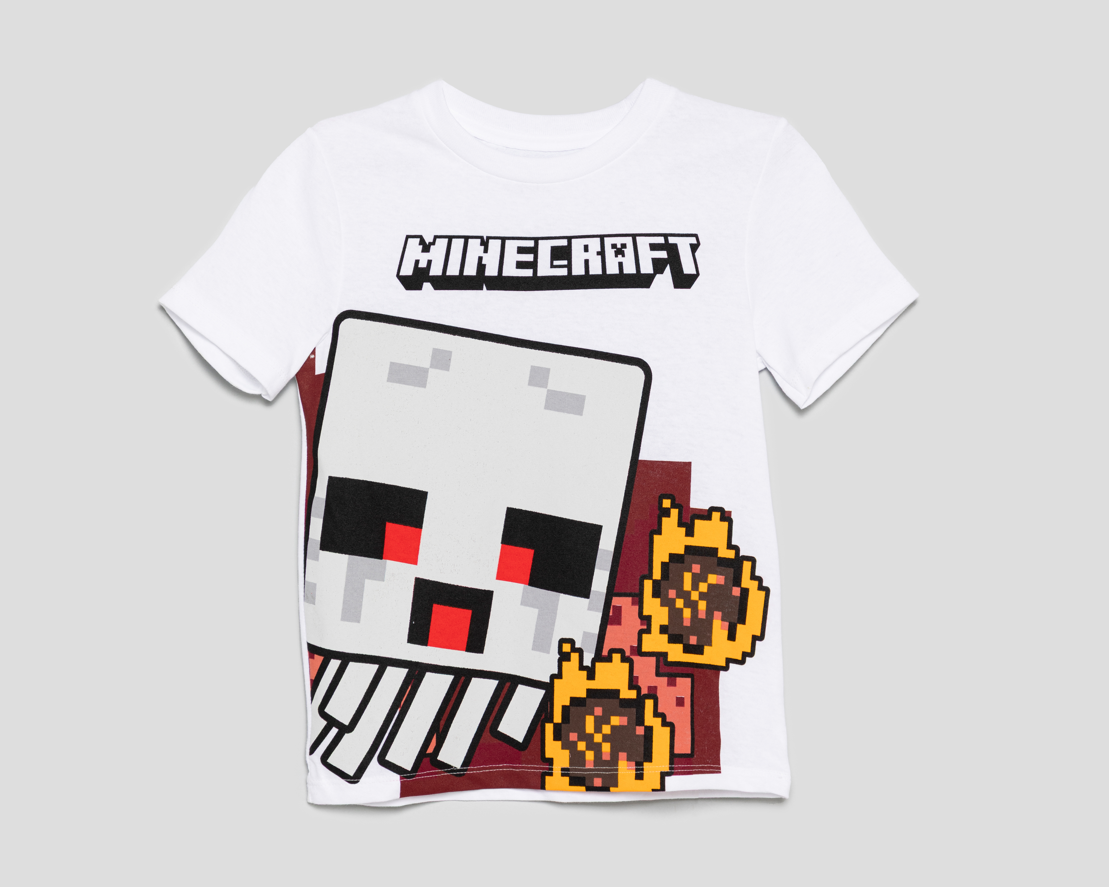Foto 2 pulgar | Foto 1 | Playera de Cuello Redondo Blanca Minecraft para Niño