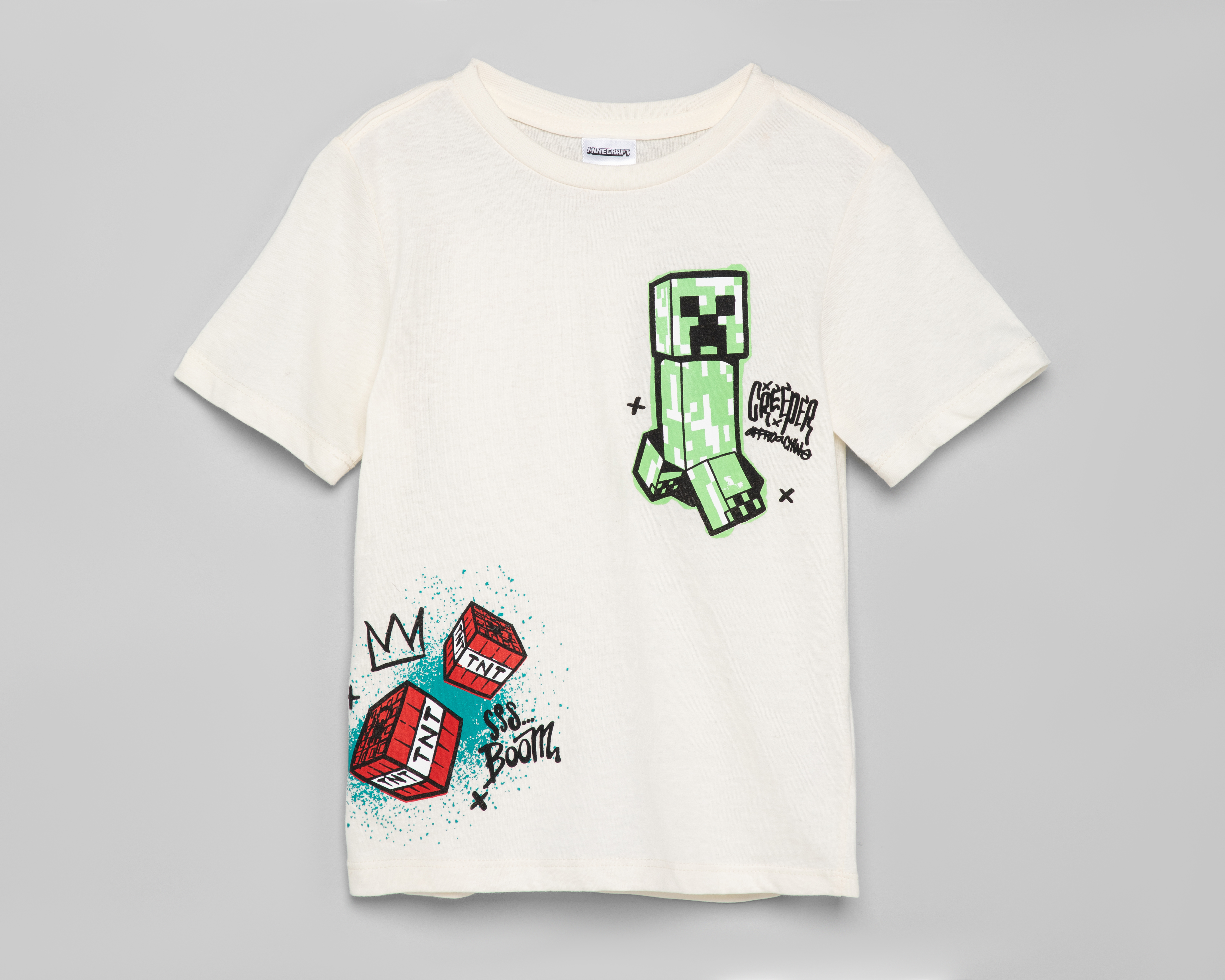 Foto 1 | Foto 1 | Playera de Cuello Redondo Crema Minecraft para Niño