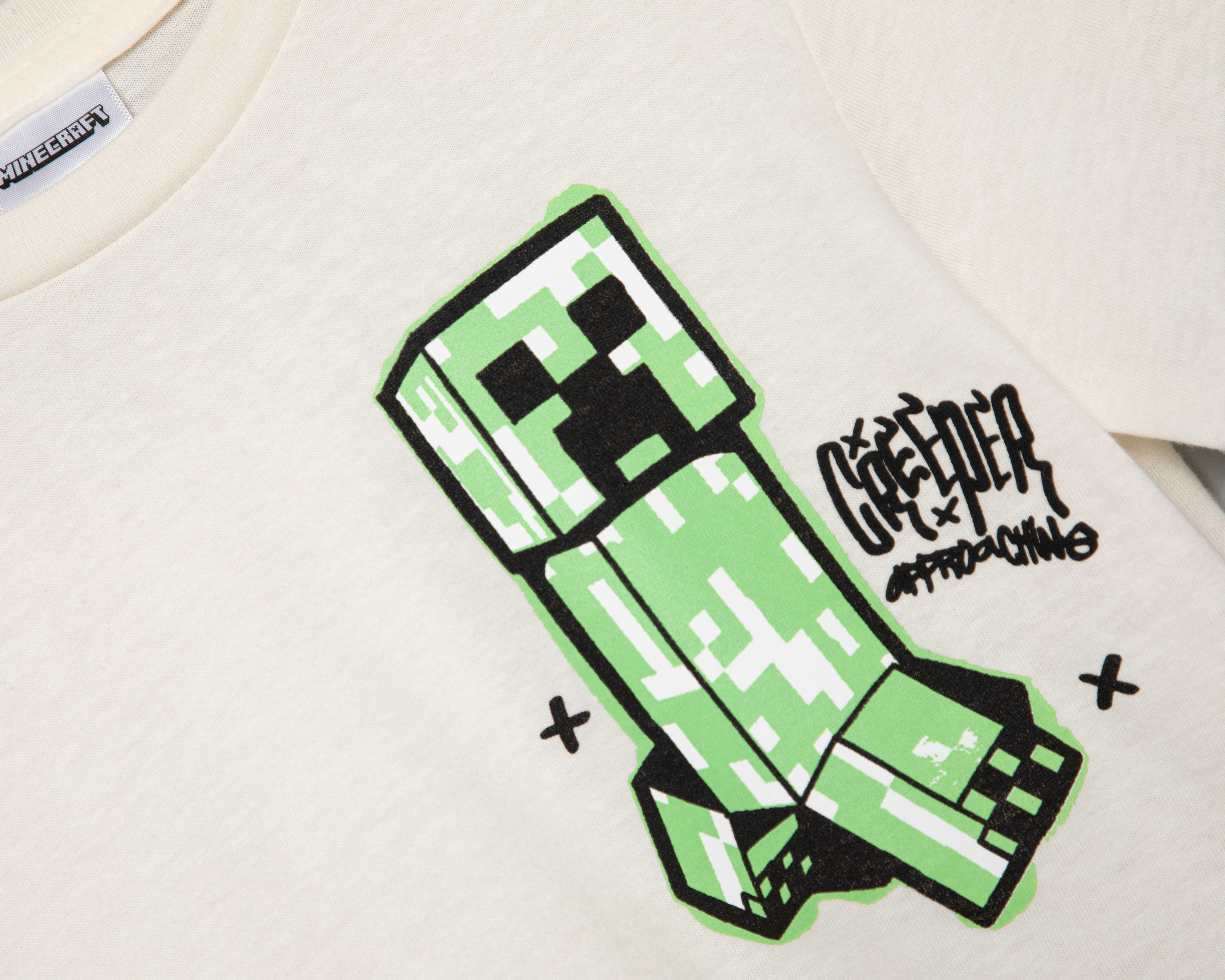 Foto 4 pulgar | Foto 3 | Playera de Cuello Redondo Crema Minecraft para Niño