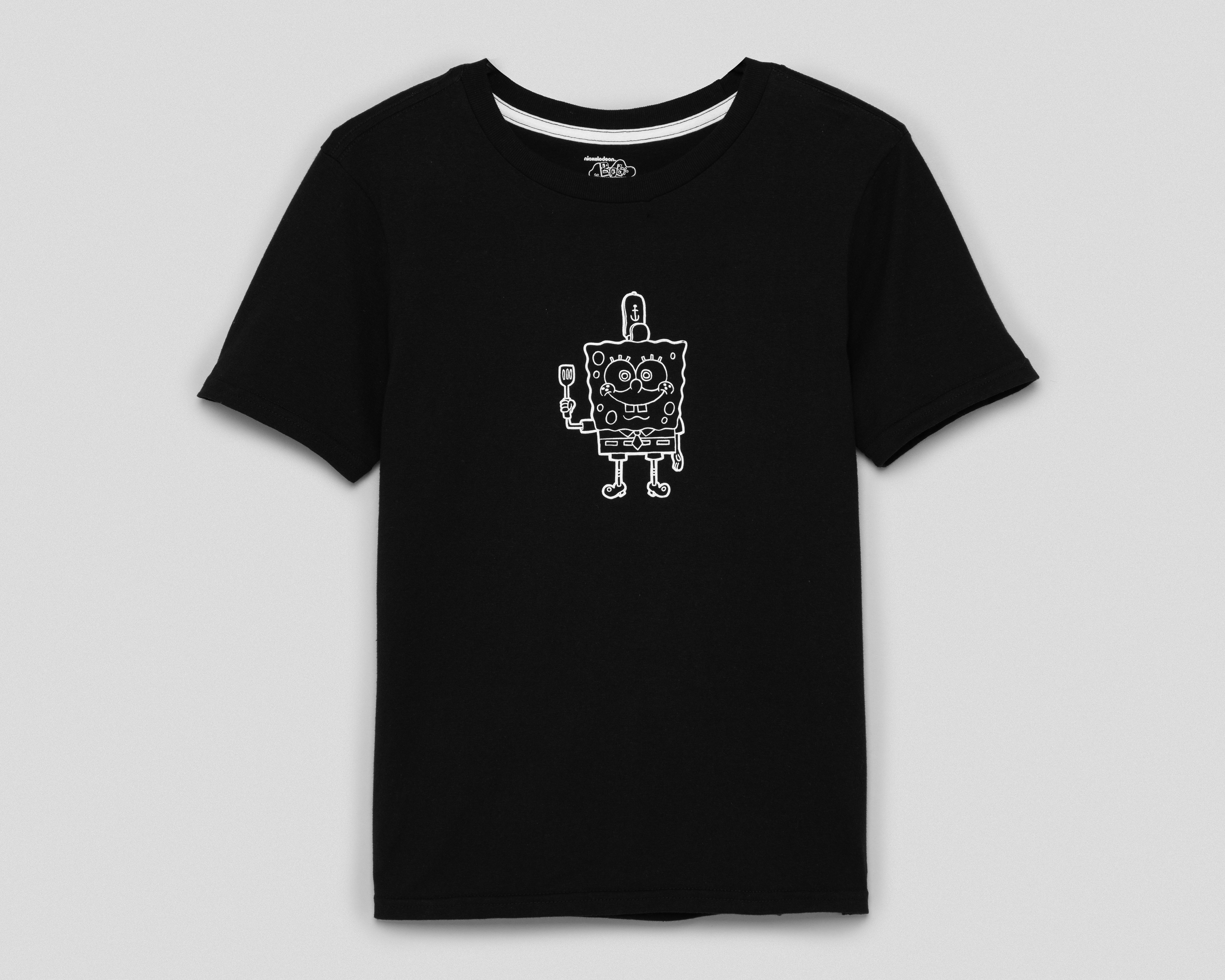 Foto 1 | Foto 1 | Playera de Cuello Redondo Negra Bob Esponja Juvenil