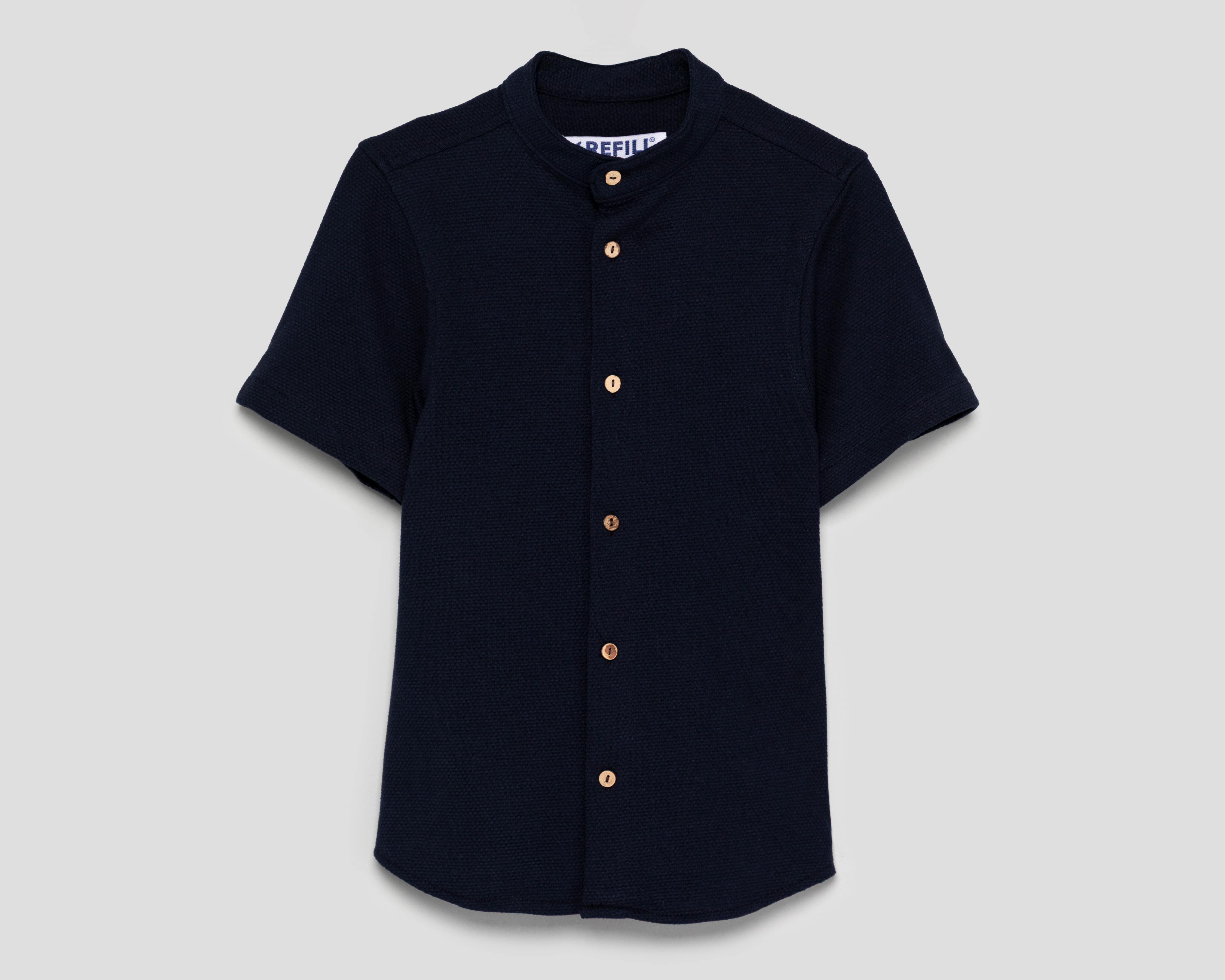 Camisa de Cuello Mao Azul Refill para Niño