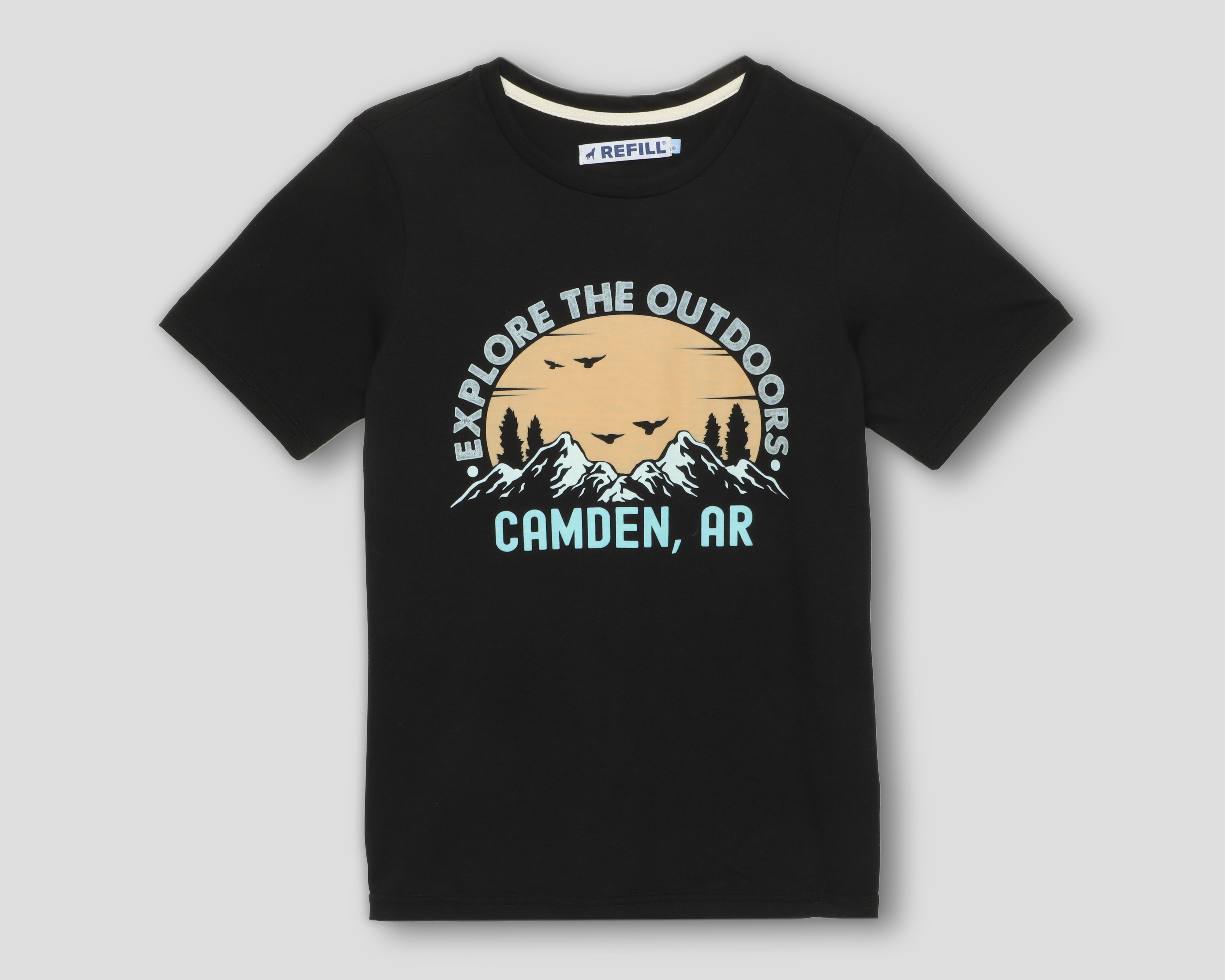 Playera de Cuello Redondo Negra Refill para Niño