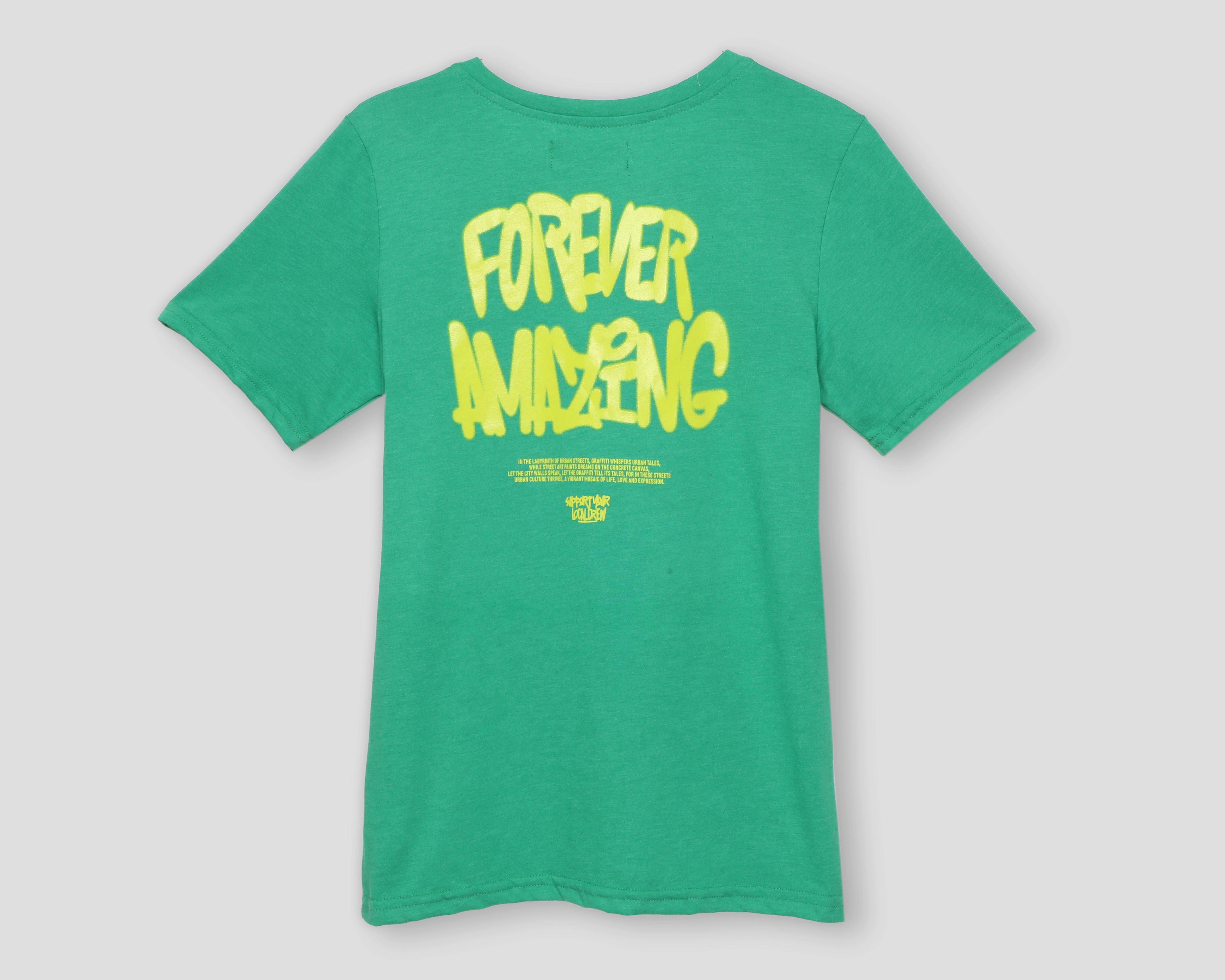 Foto 3 pulgar | Foto 2 | Playera de Cuello Redondo Verde Neo*City para Niño