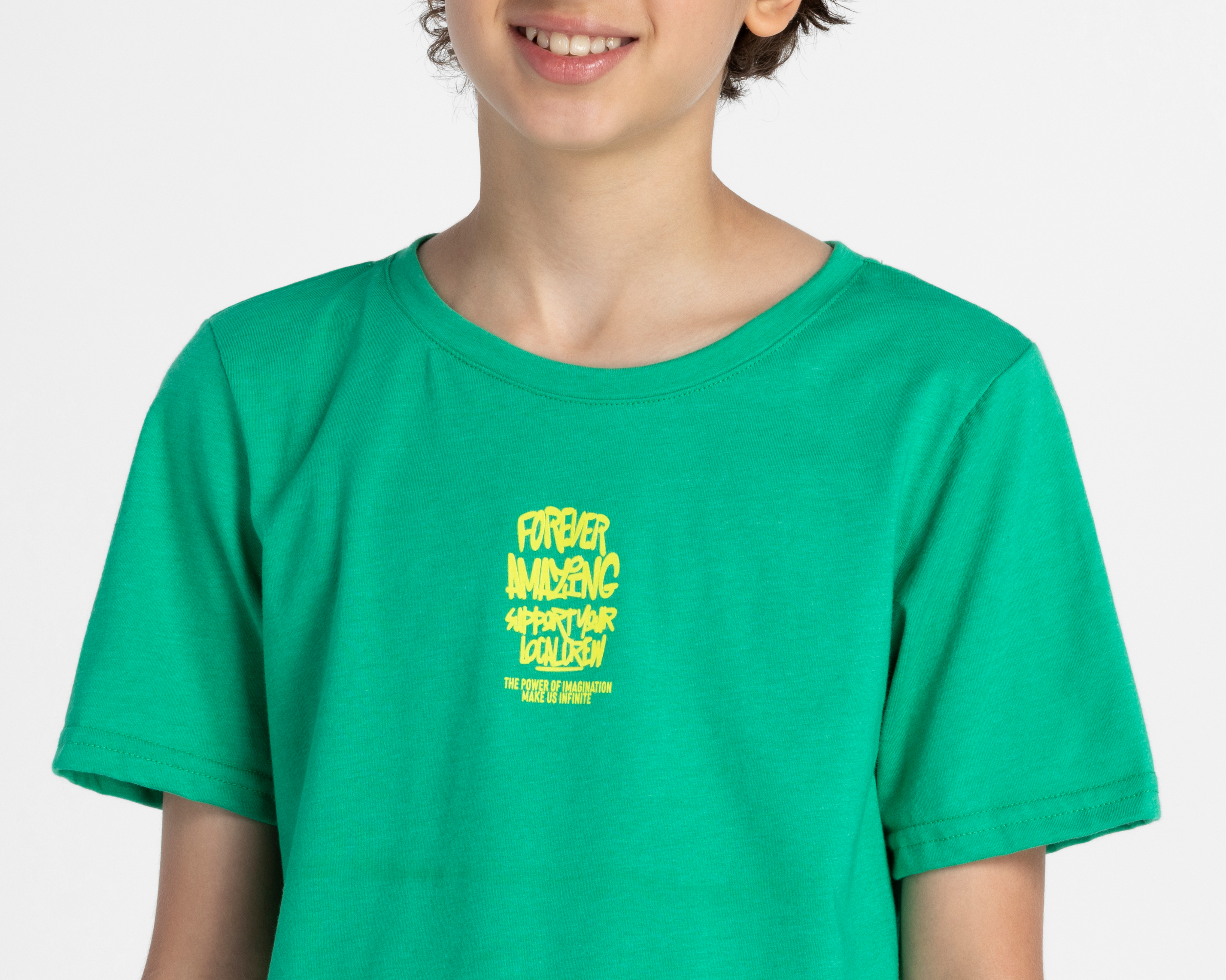 Foto 5 pulgar | Foto 4 | Playera de Cuello Redondo Verde Neo*City para Niño