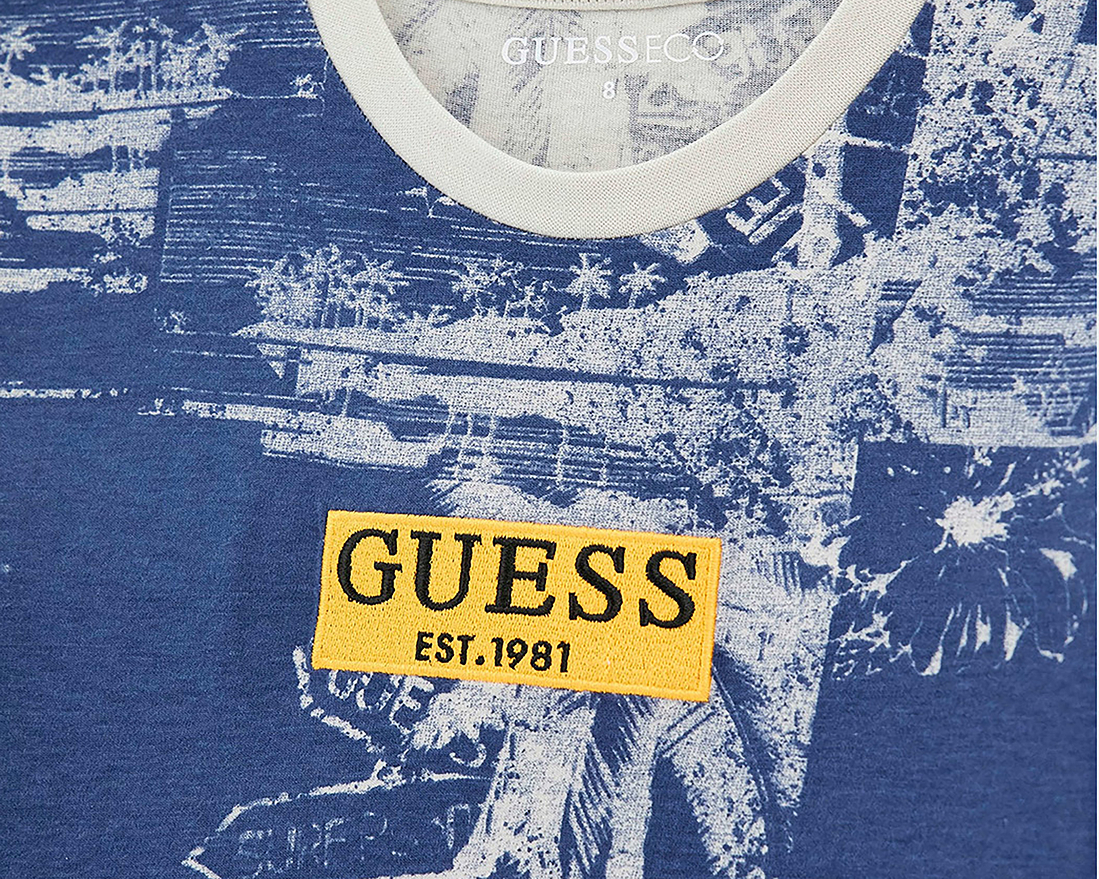 Foto 4 pulgar | Foto 3 | Playera de Cuello Redondo Azul Guess Juvenil