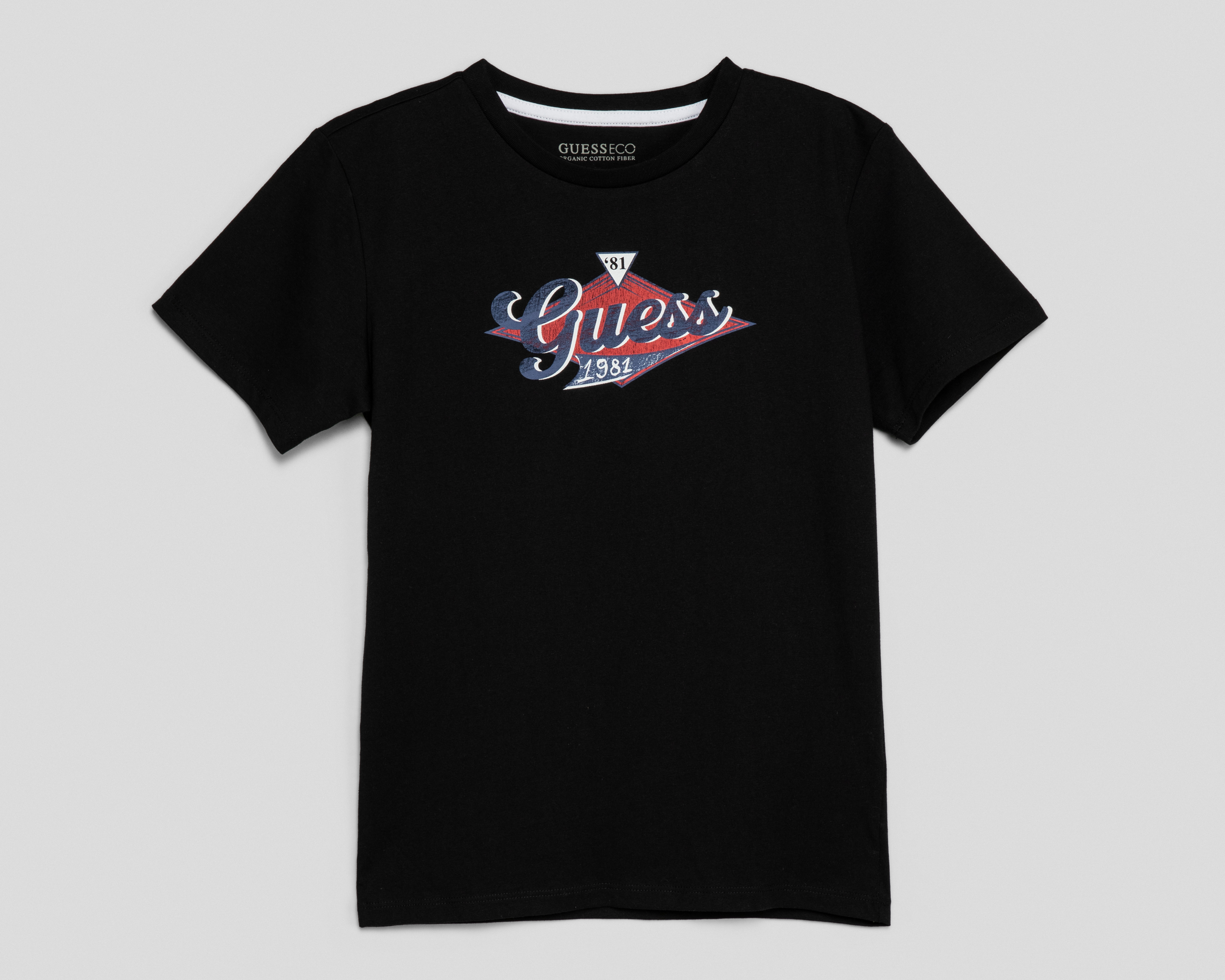 Foto 2 pulgar | Foto 1 | Playera de Cuello Redondo Negra Guess Juvenil