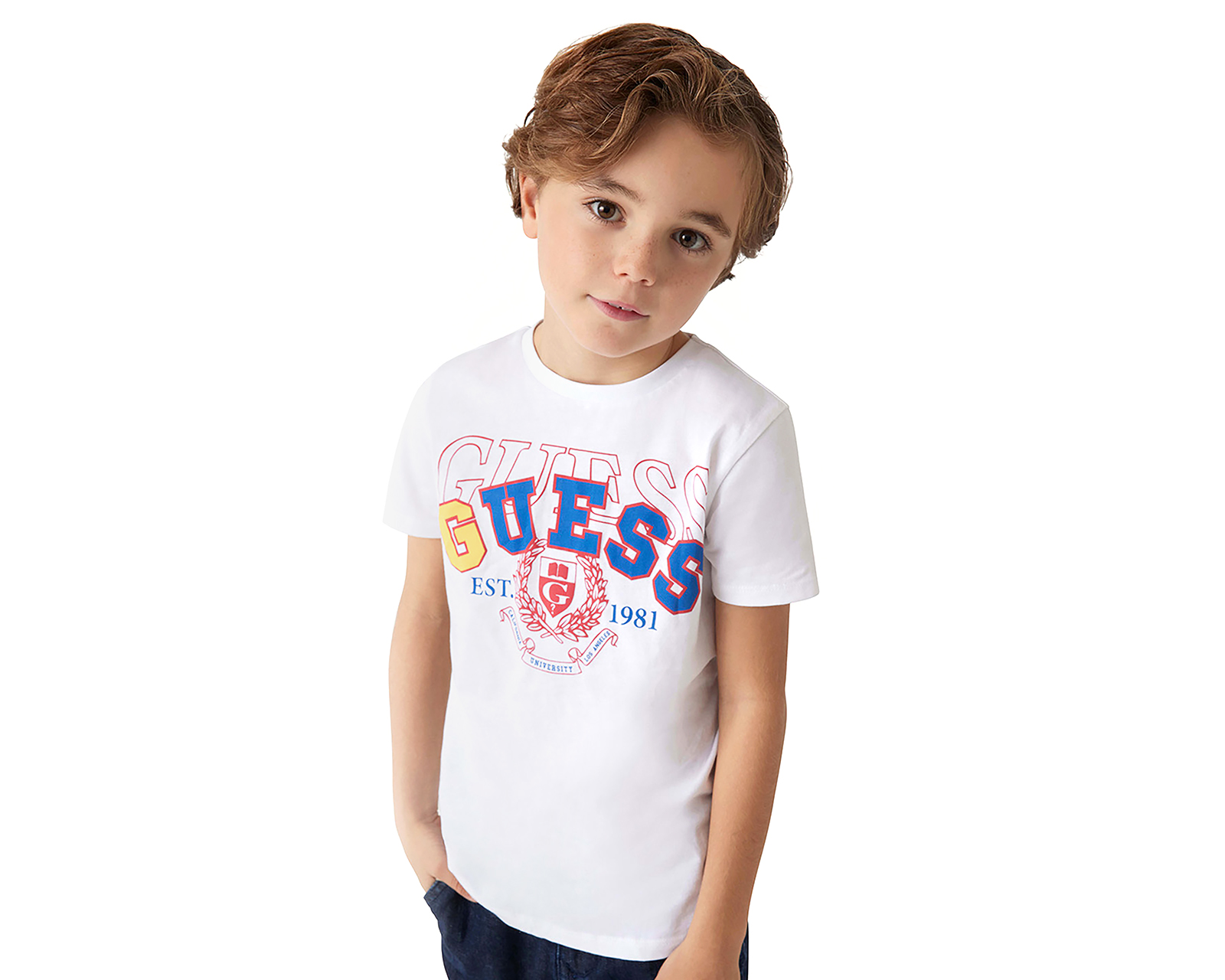 Foto 1 | Foto 1 | Playera de Cuello Redondo Blanca Guess Juvenil