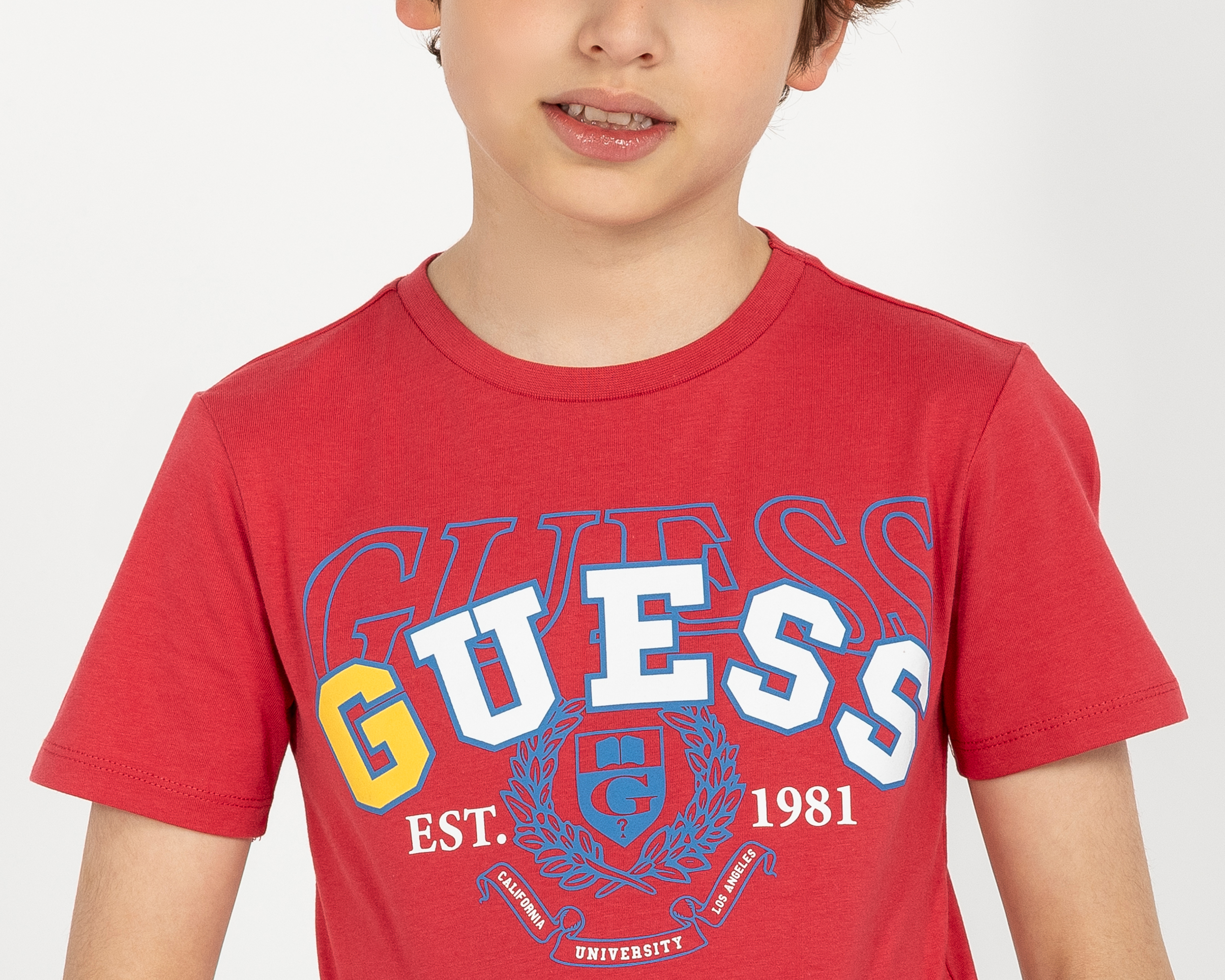 Foto 5 pulgar | Foto 4 | Playera de Cuello Redondo Roja Guess Juvenil