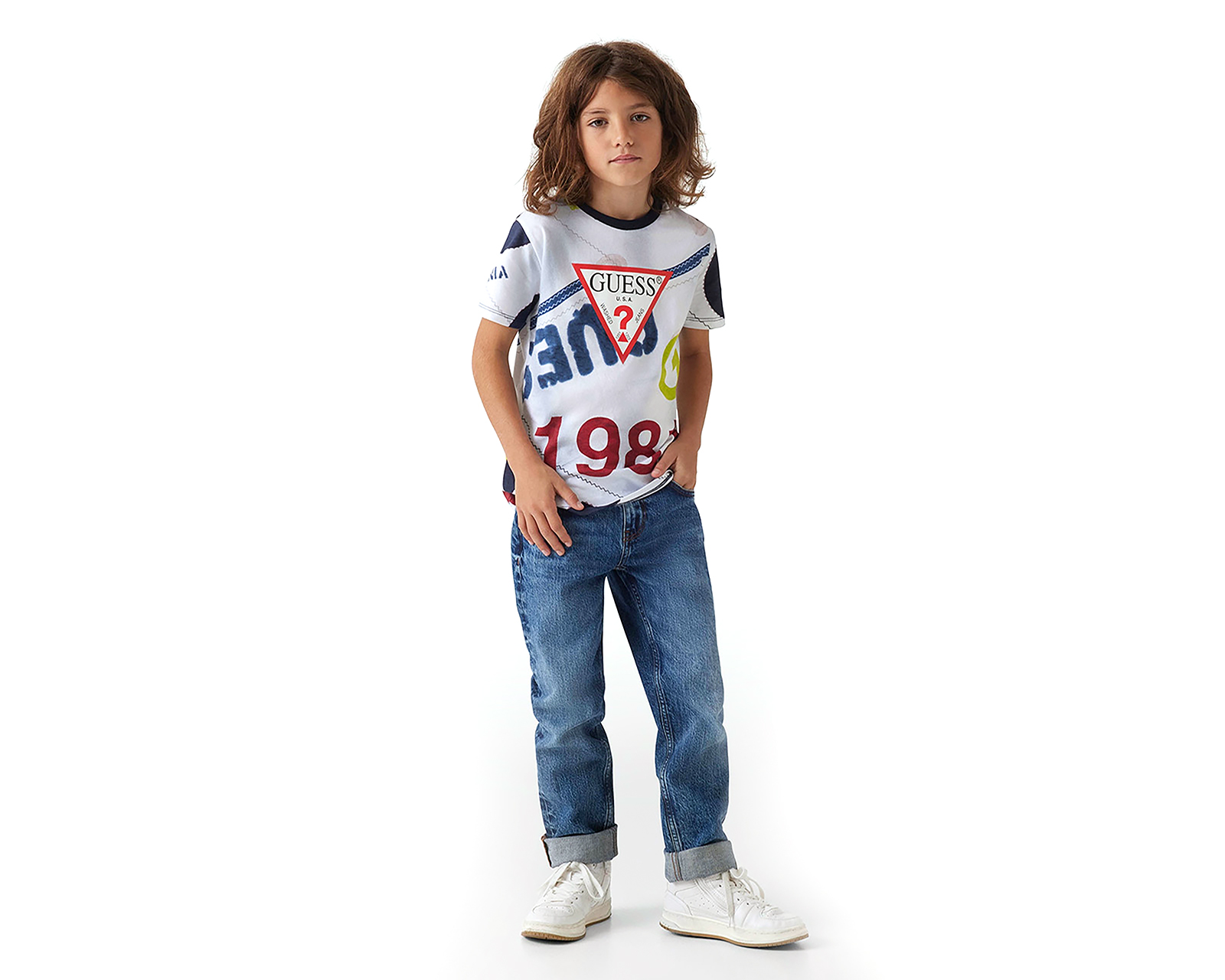 Foto 5 | Foto 5 | Playera de Cuello Redondo Blanca Guess Juvenil