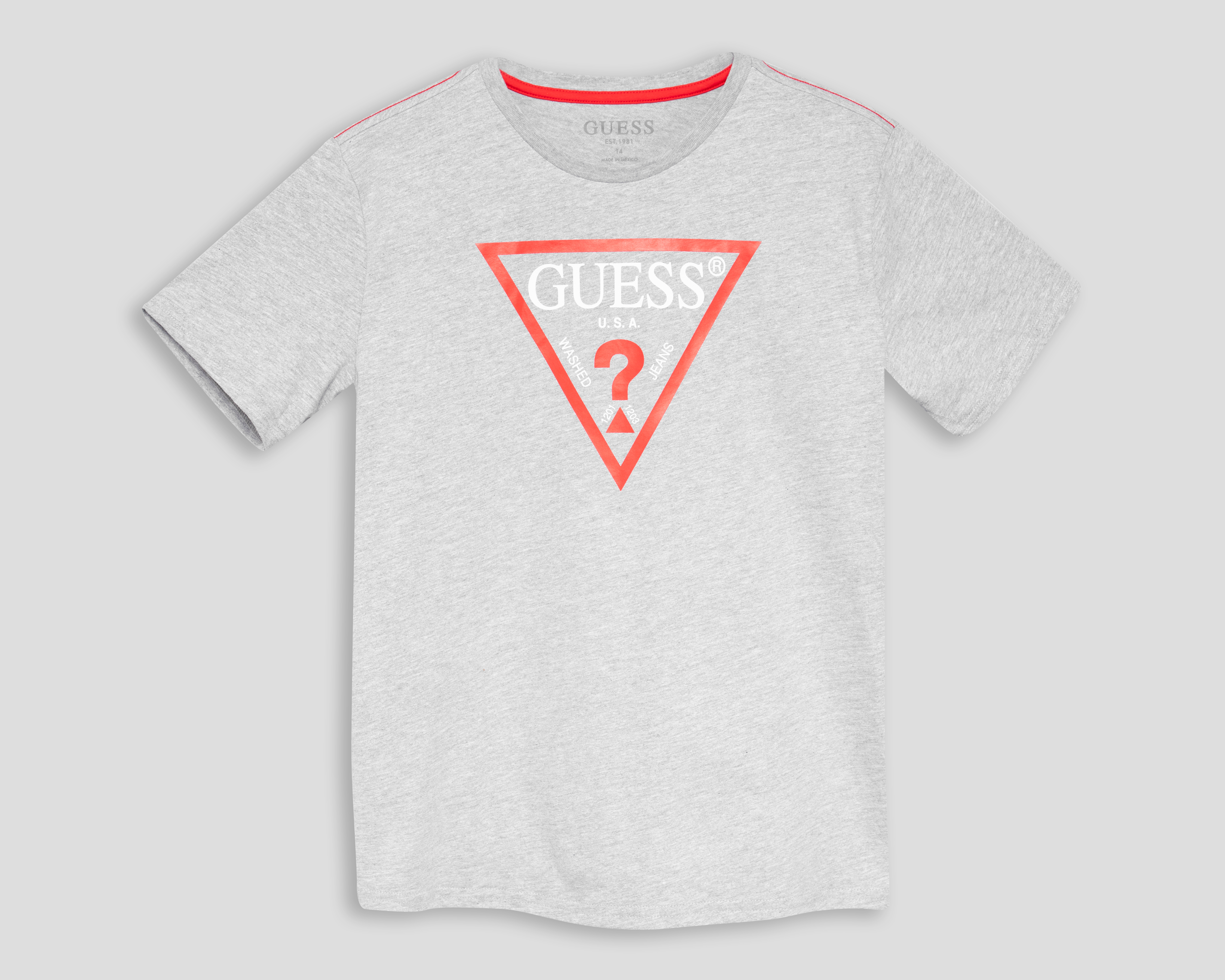 Foto 2 pulgar | Foto 1 | Playera de Cuello Redondo Gris Guess para Niño