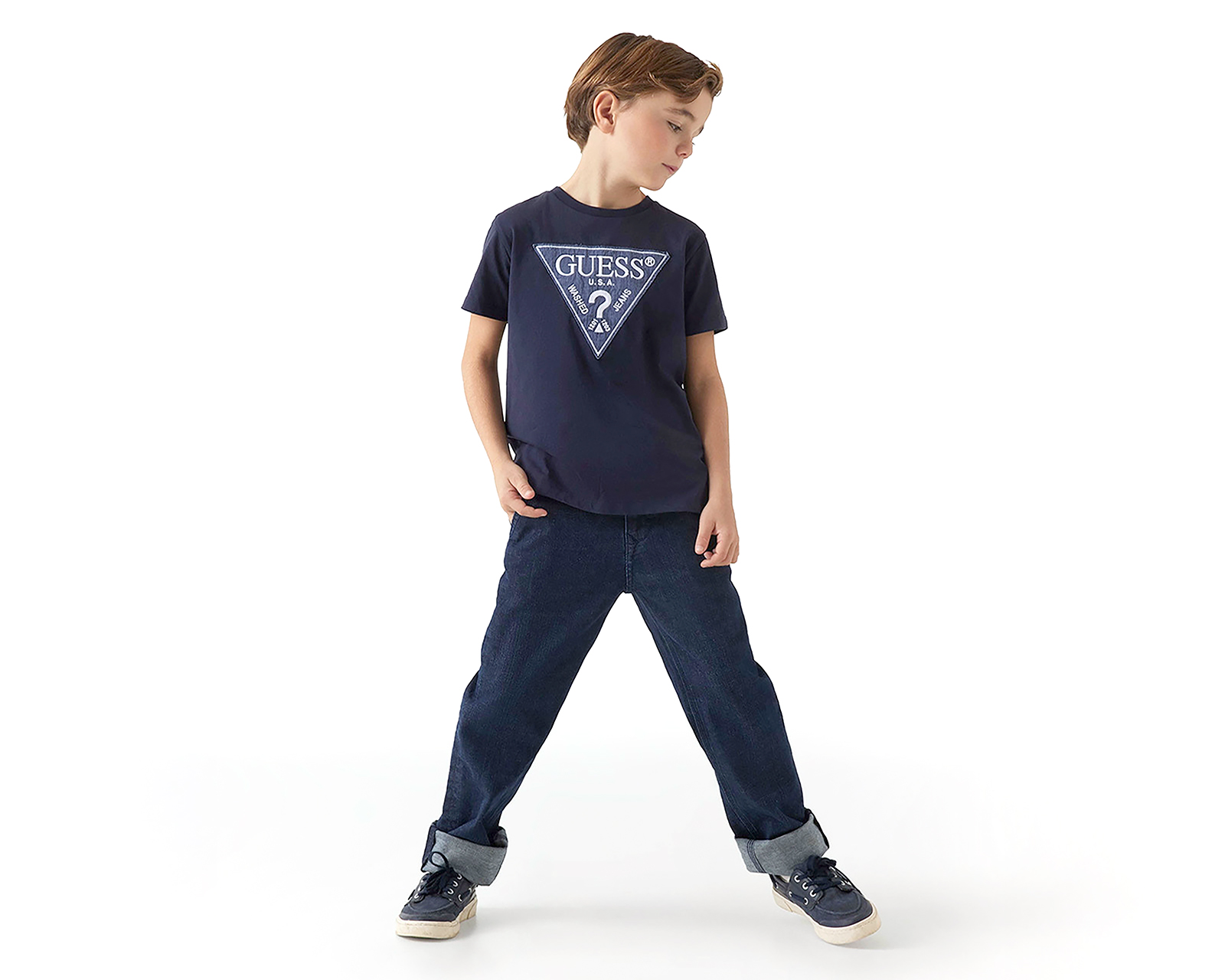 Foto 2 | Foto 2 | Playera de Cuello Redondo Azul Marino Guess Juvenil