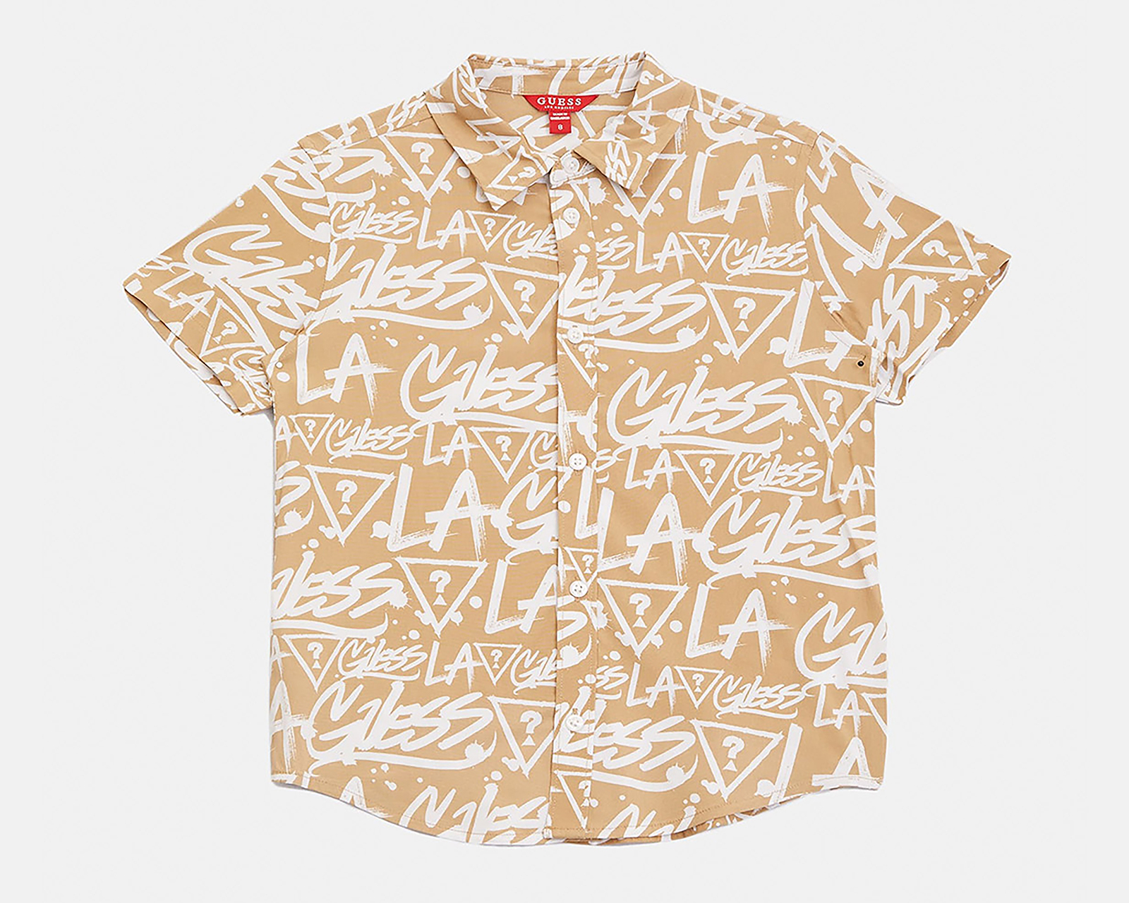 Camisa de Cuello Americano Café Guess Juvenil