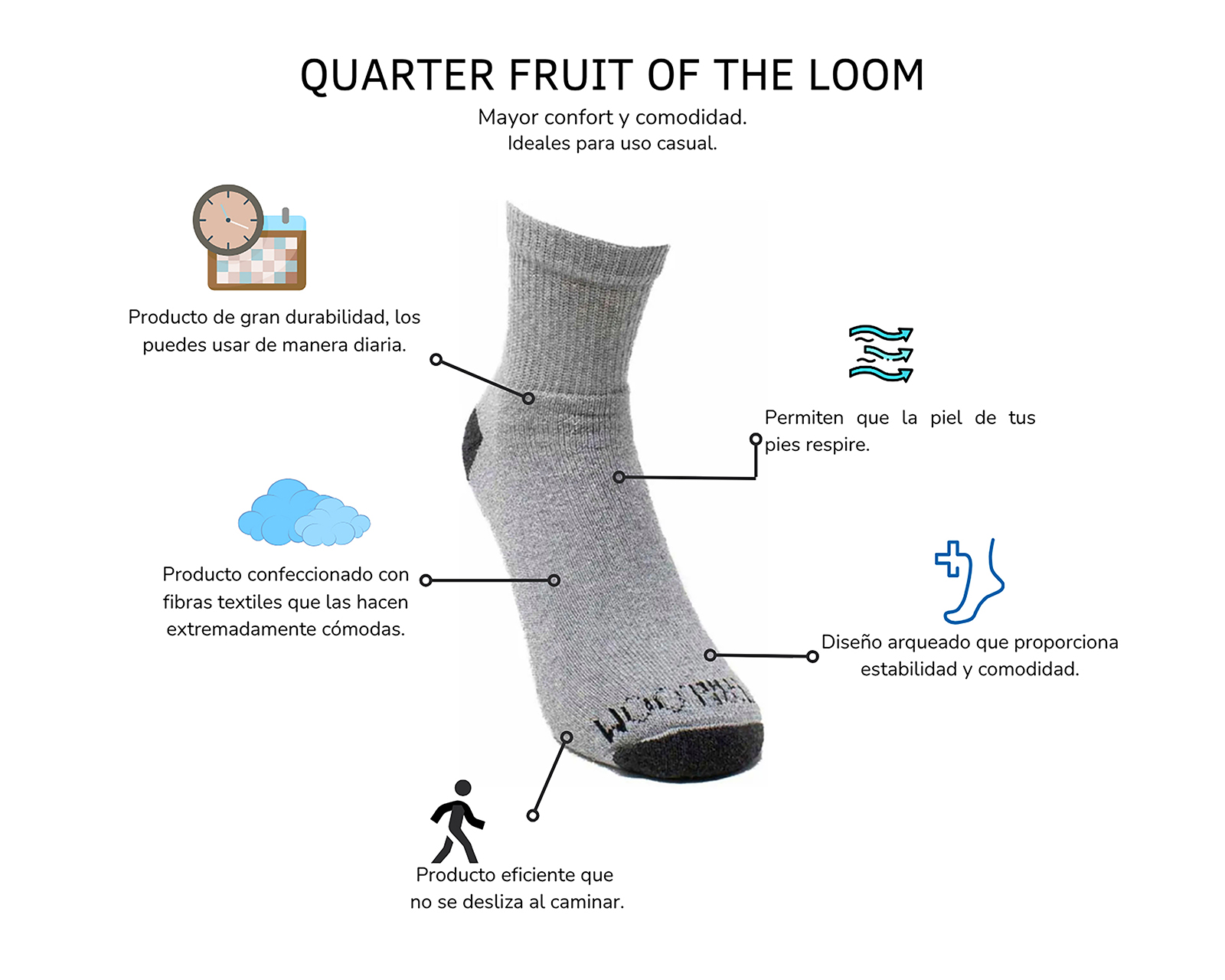 Foto 4 pulgar | Foto 3 | Calcetas Tobilleras Deportivas Fruit of the Loom para Niño 20 Pares