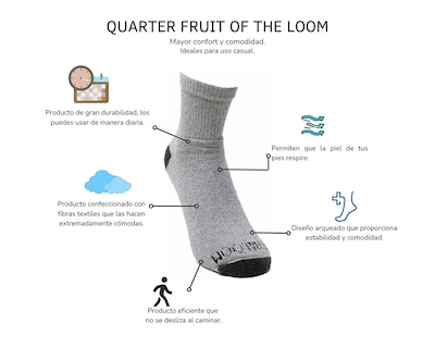 Foto 3 | Foto 3 | Calcetas Tobilleras Deportivas Fruit of the Loom para Niño 20 Pares