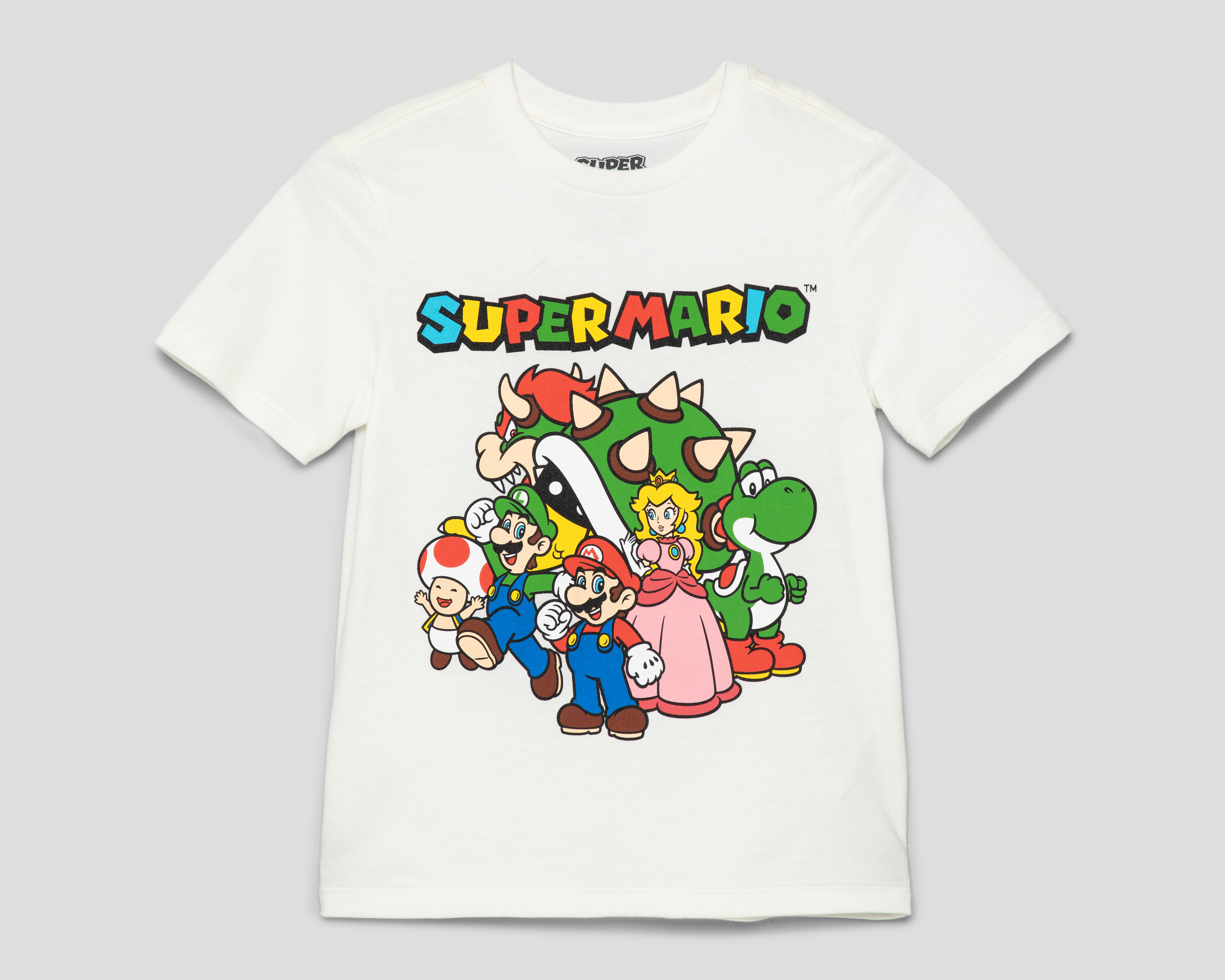 Playera de Cuello Redondo Blanca Super Mario Juvenil