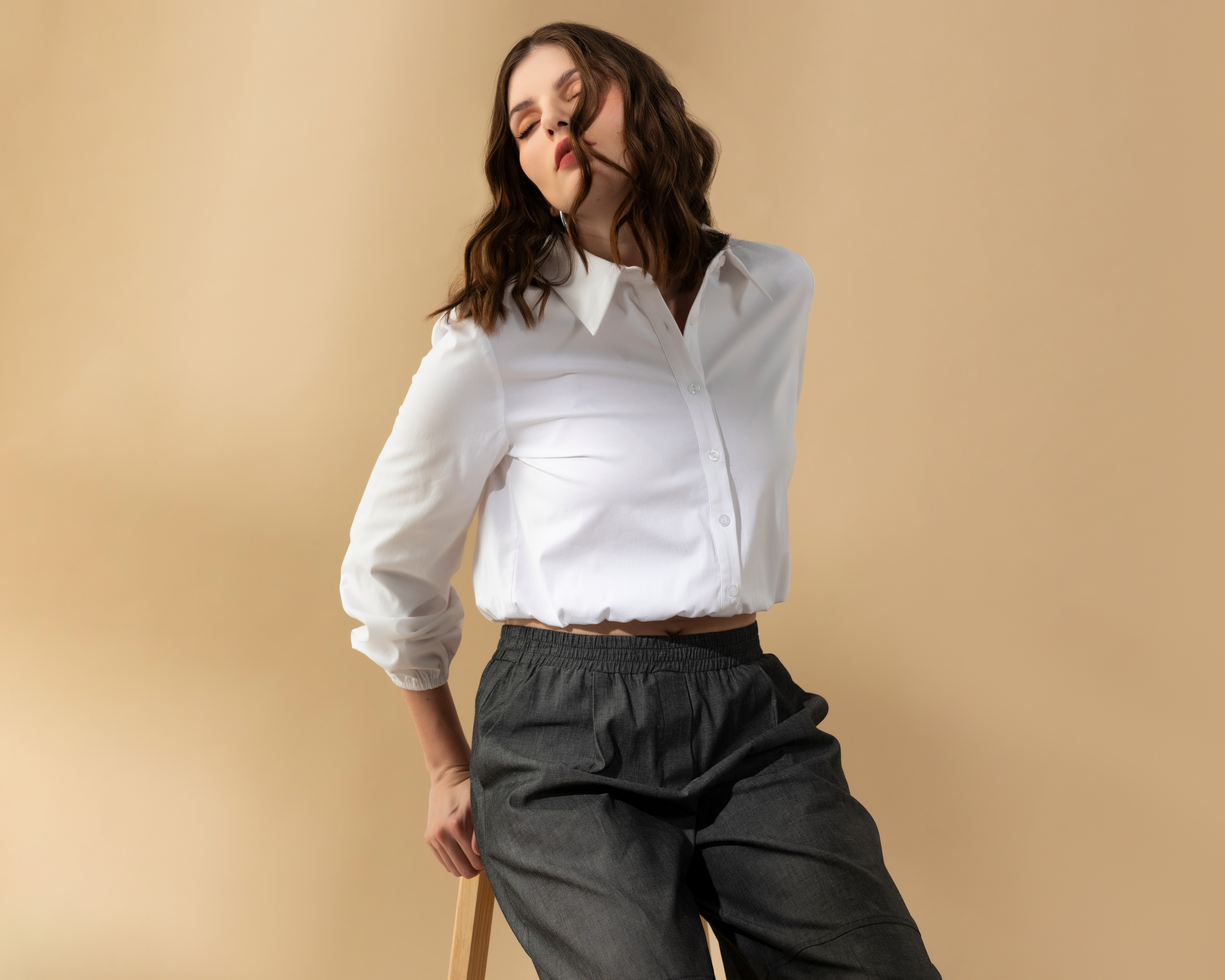 Blusa Camisera con Elástico en Ruedo Sahara By Antonio Gutierrez para Mujer