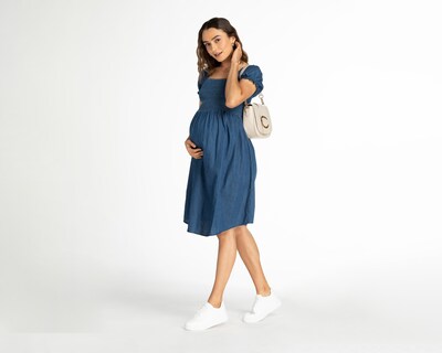 Foto 2 | Foto 2 | Vestido de Maternidad Mamá Bella Azul Manga Corta