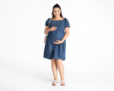 Foto 5 | Foto 5 | Vestido de Maternidad Mamá Bella Azul Manga Corta