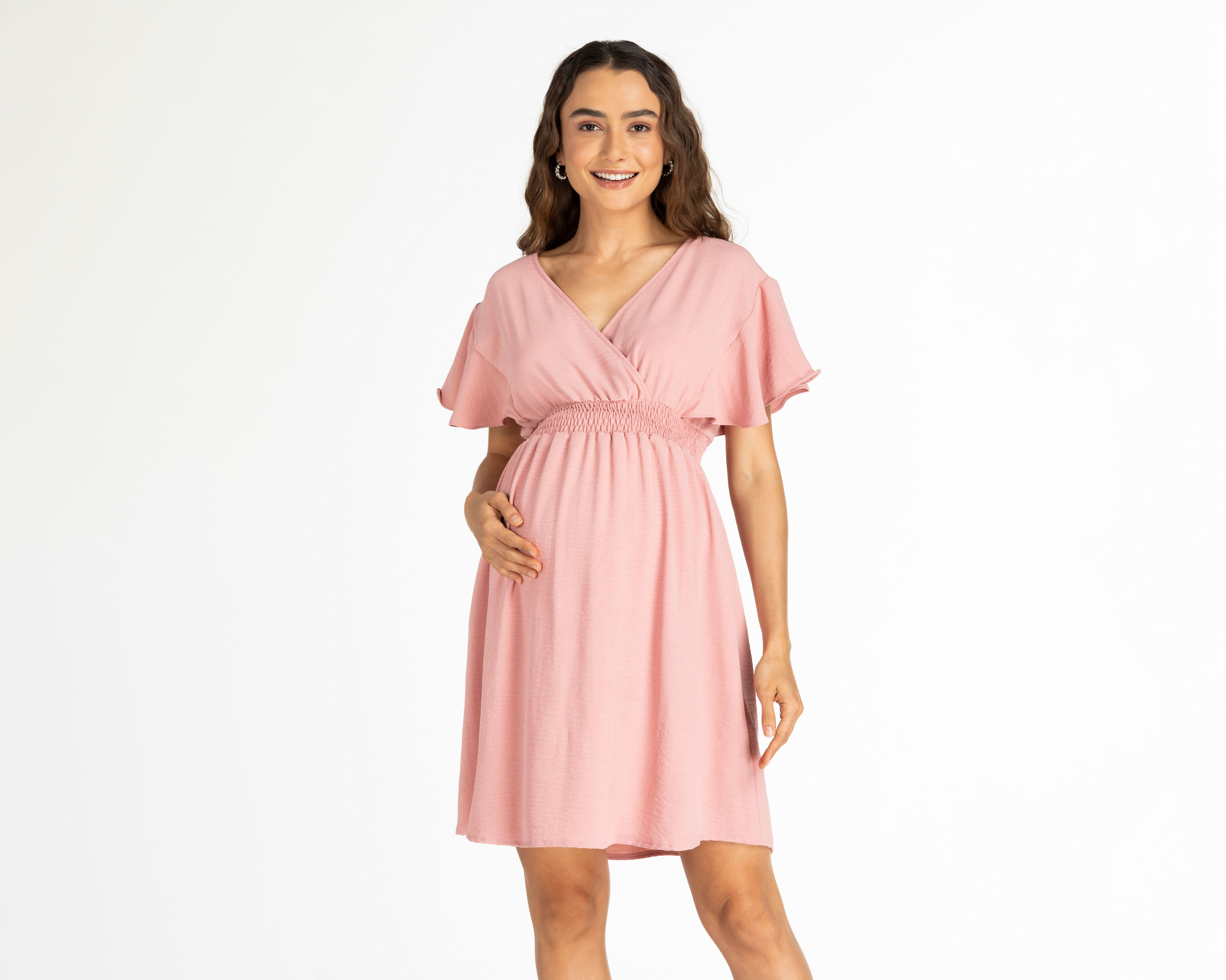 Foto 4 pulgar | Foto 3 | Vestido de Maternidad Mamá Bella Rosa Manga Corta