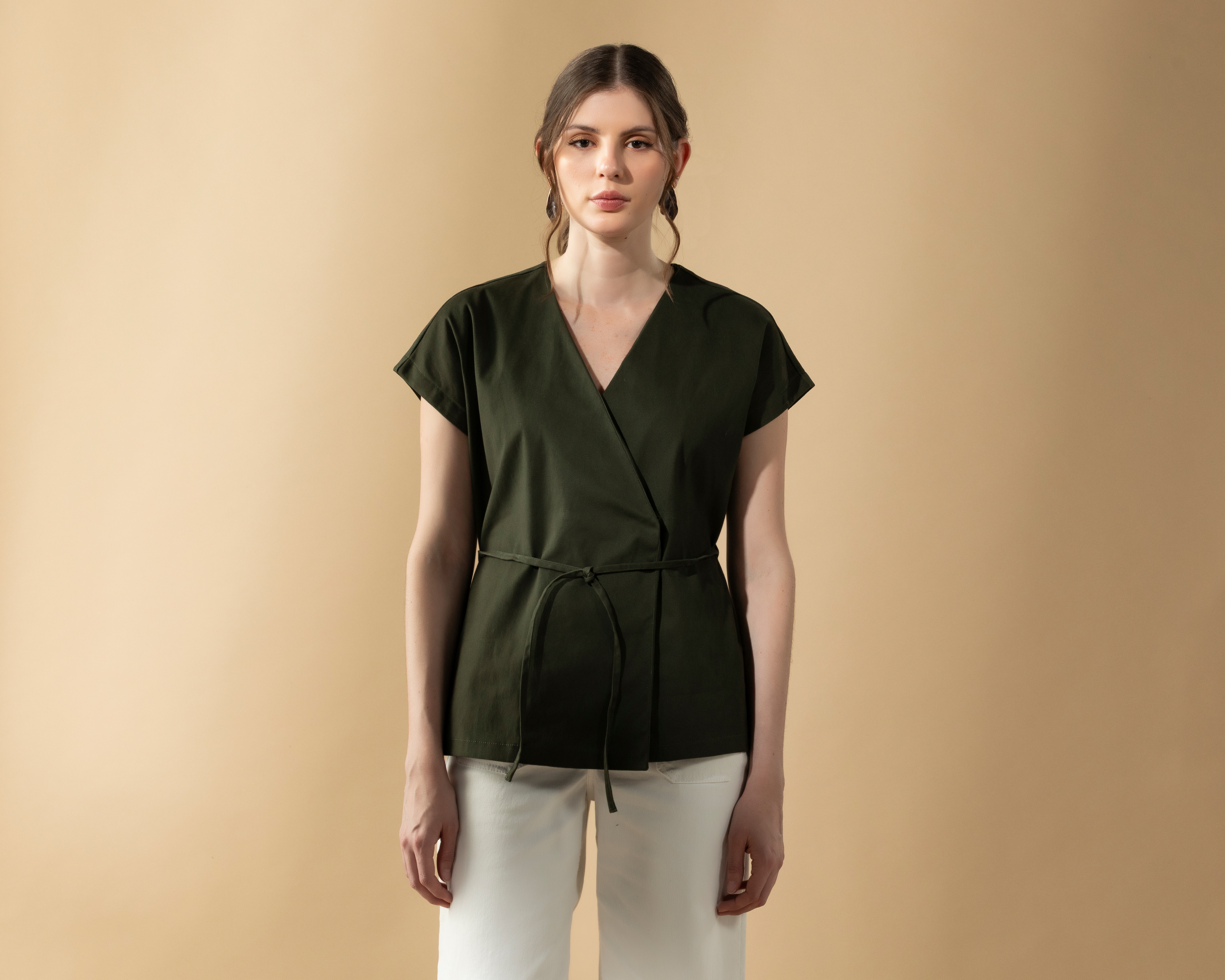 Foto 2 | Foto 2 | Blusa Manga Corta Wrap con Jareta en Cintura Sahara By Antonio Gutierrez para Mujer