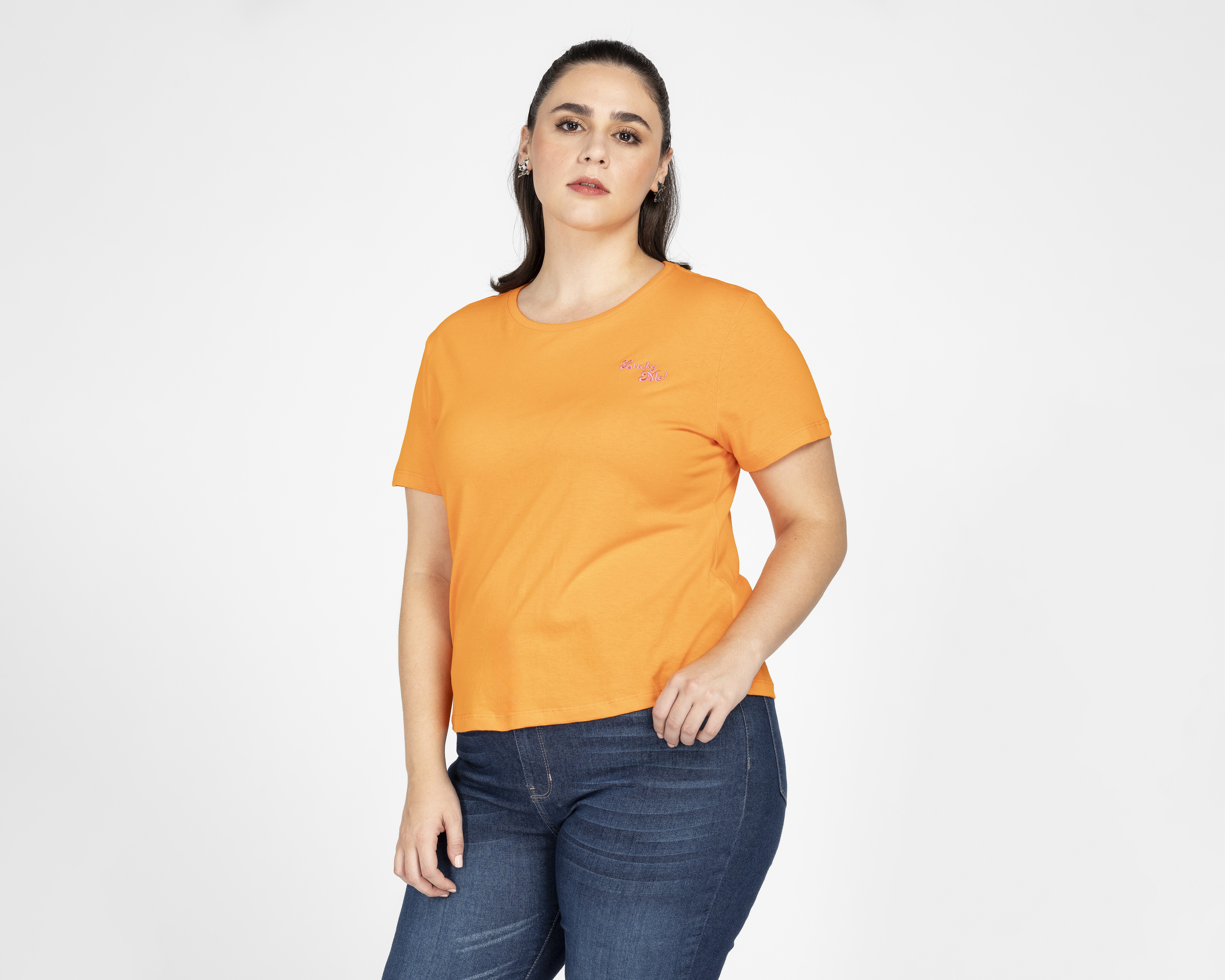 Playera Lucky Star Manga Corta Anaranjada