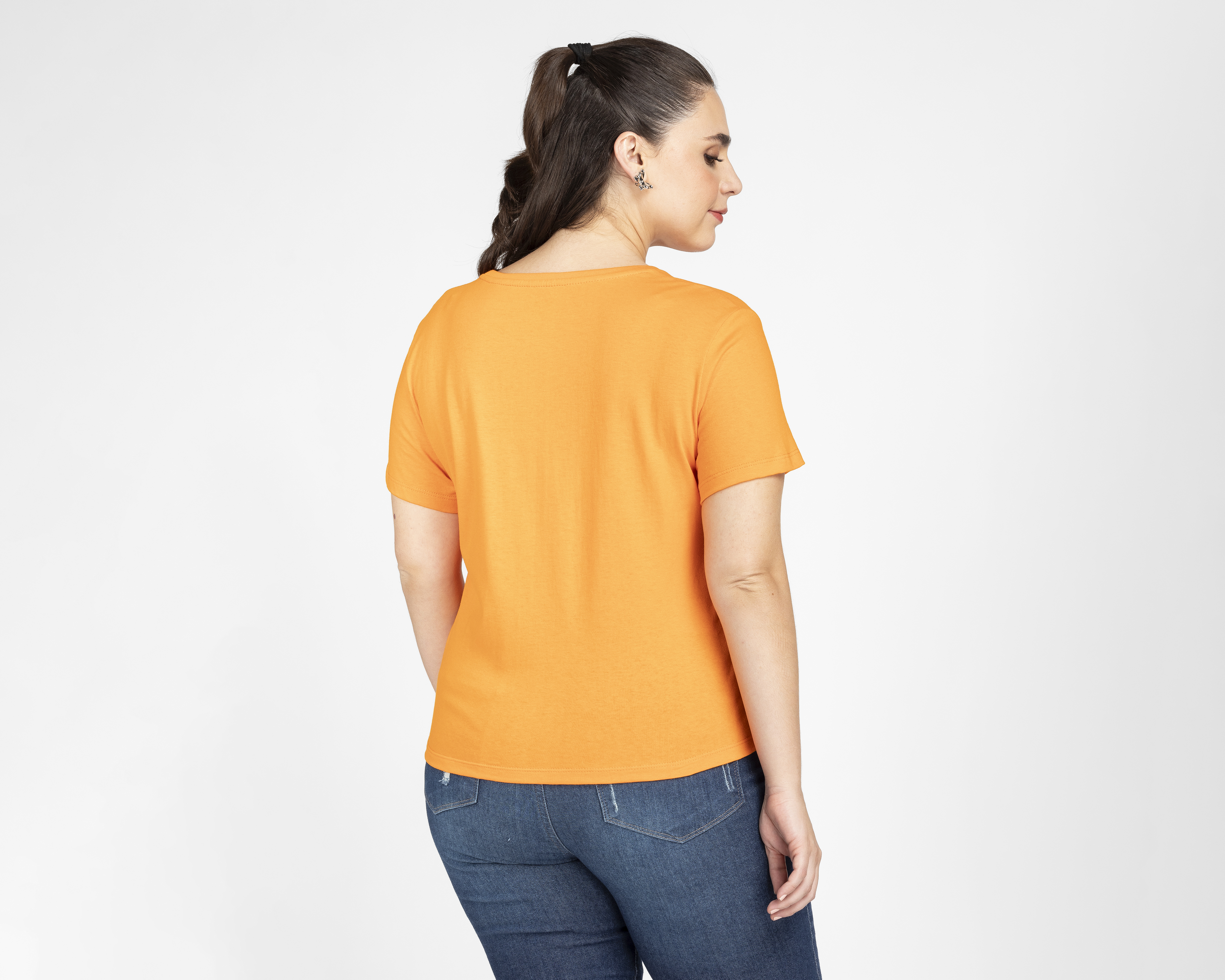 Foto 4 pulgar | Foto 3 | Playera Lucky Star Manga Corta Anaranjada