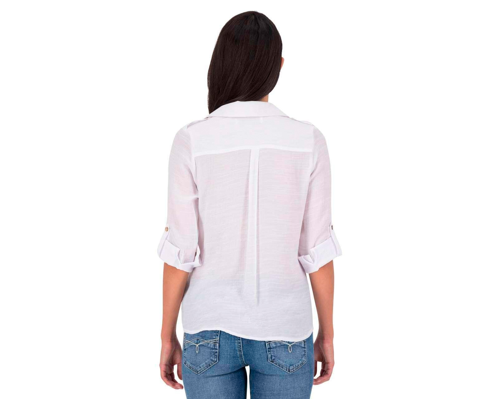 Foto 4 pulgar | Foto 3 | Blusa Blanca Manga 3/4 marca Refill con Botones