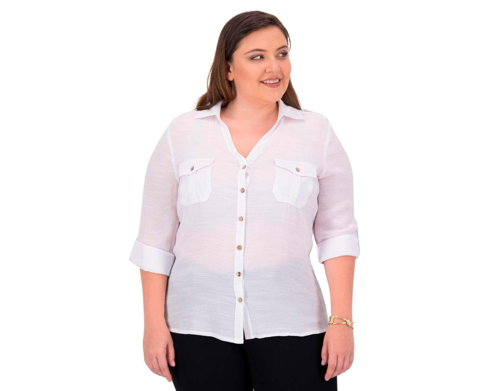 Foto 4 | Foto 4 | Blusa Blanca Manga 3/4 marca Refill con Botones