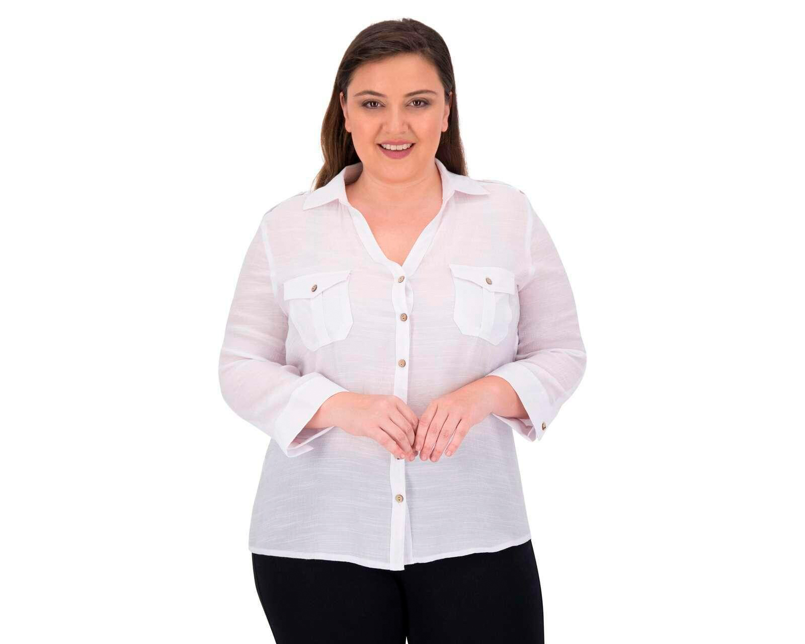 Foto 5 | Foto 5 | Blusa Blanca Manga 3/4 marca Refill con Botones