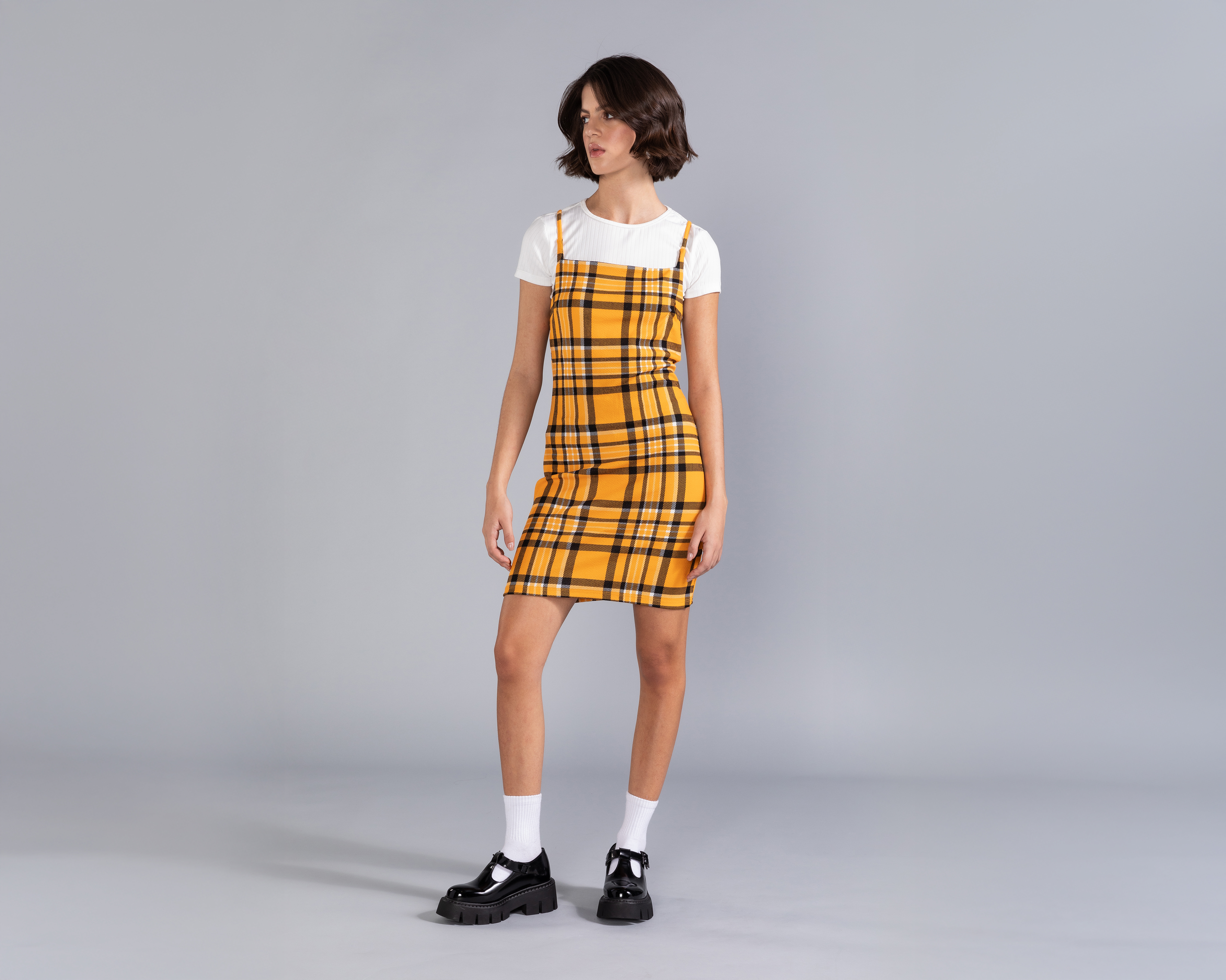Foto 2 | Foto 2 | Vestido Corto de Cuadros con Playera Abajo Strona para Mujer