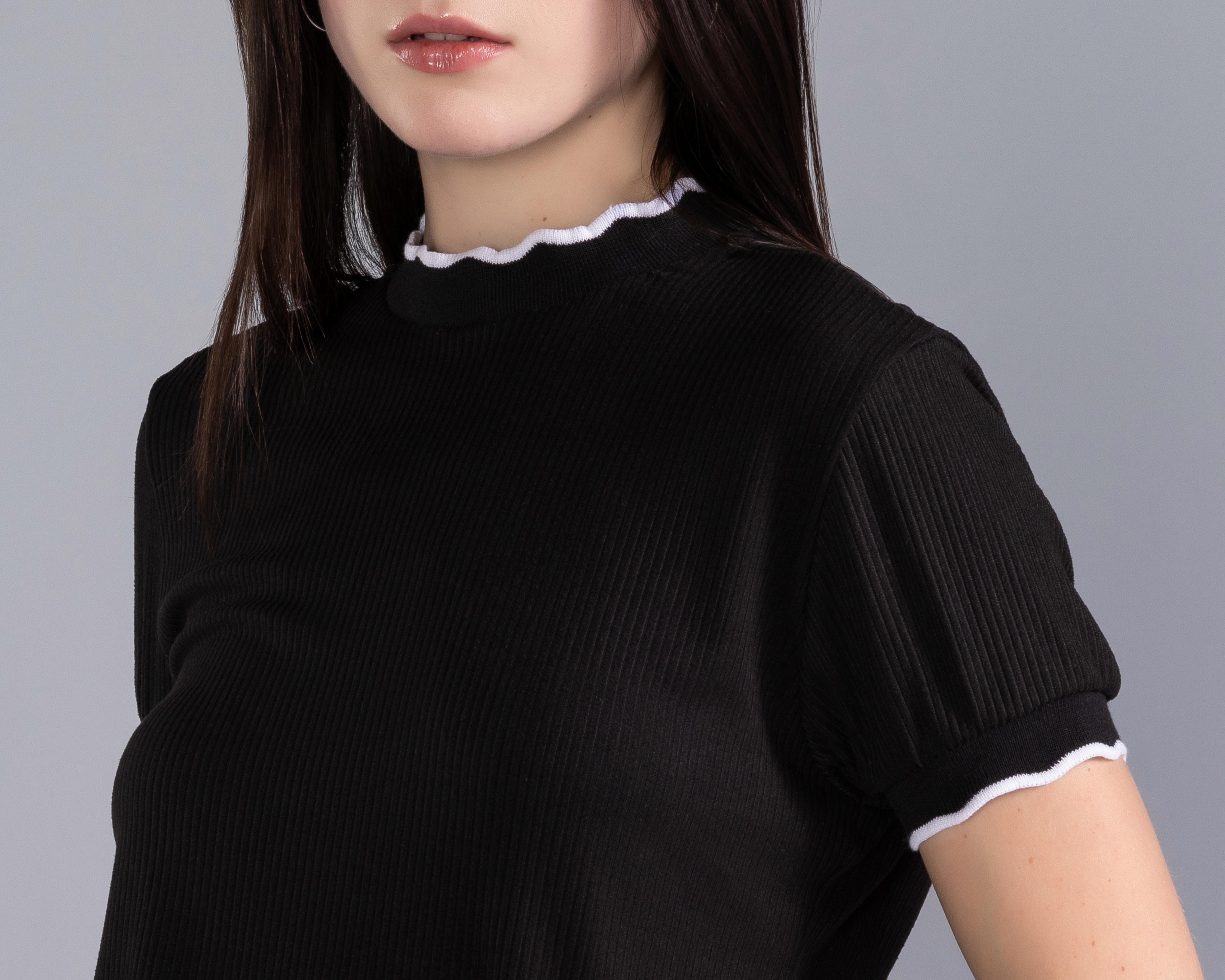 Foto 5 pulgar | Foto 4 | Playera Manga Corta Rib Cuello Perkins Contrastes Strona para Mujer