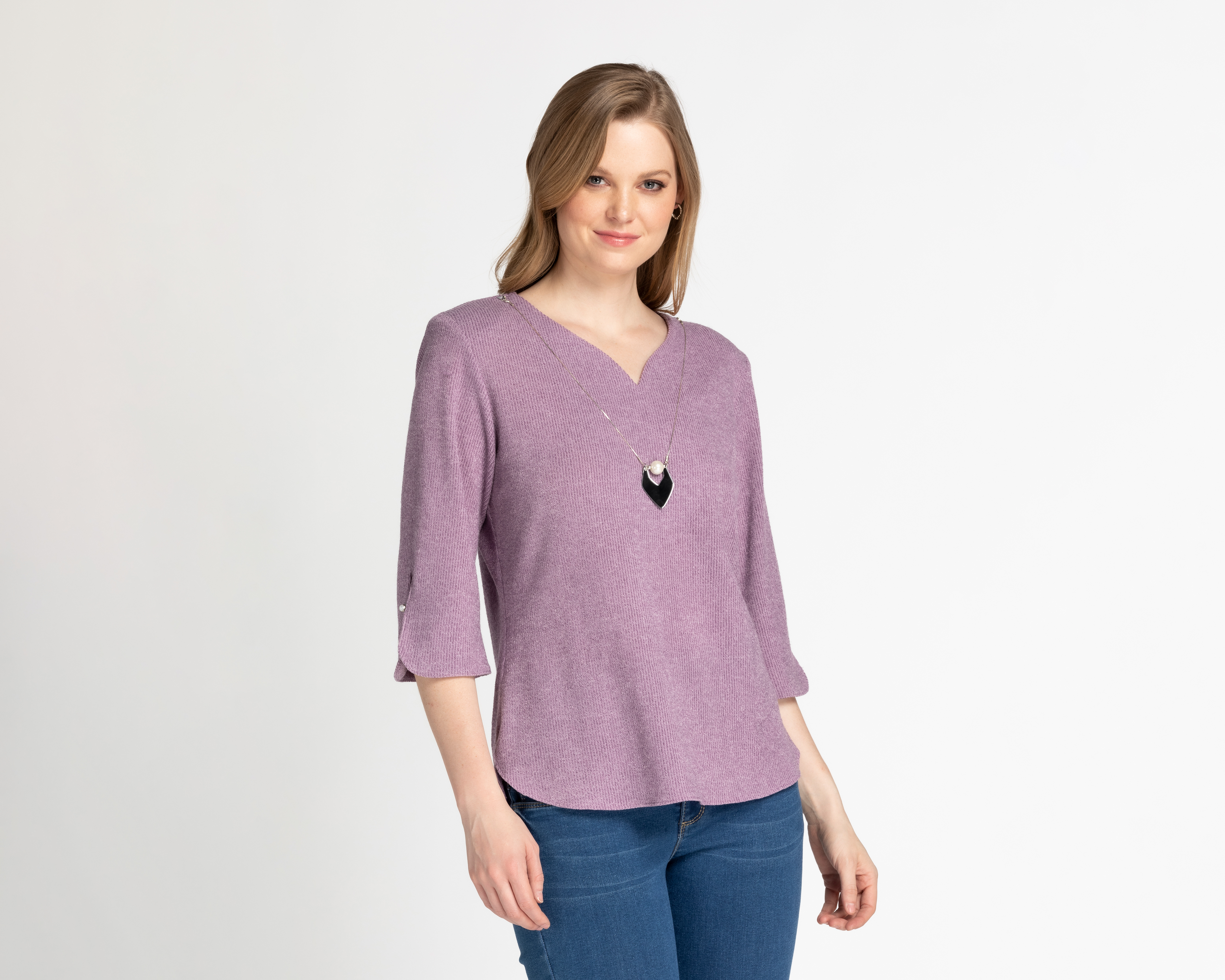 Blusa Paloma Manga 3/4 con Collar