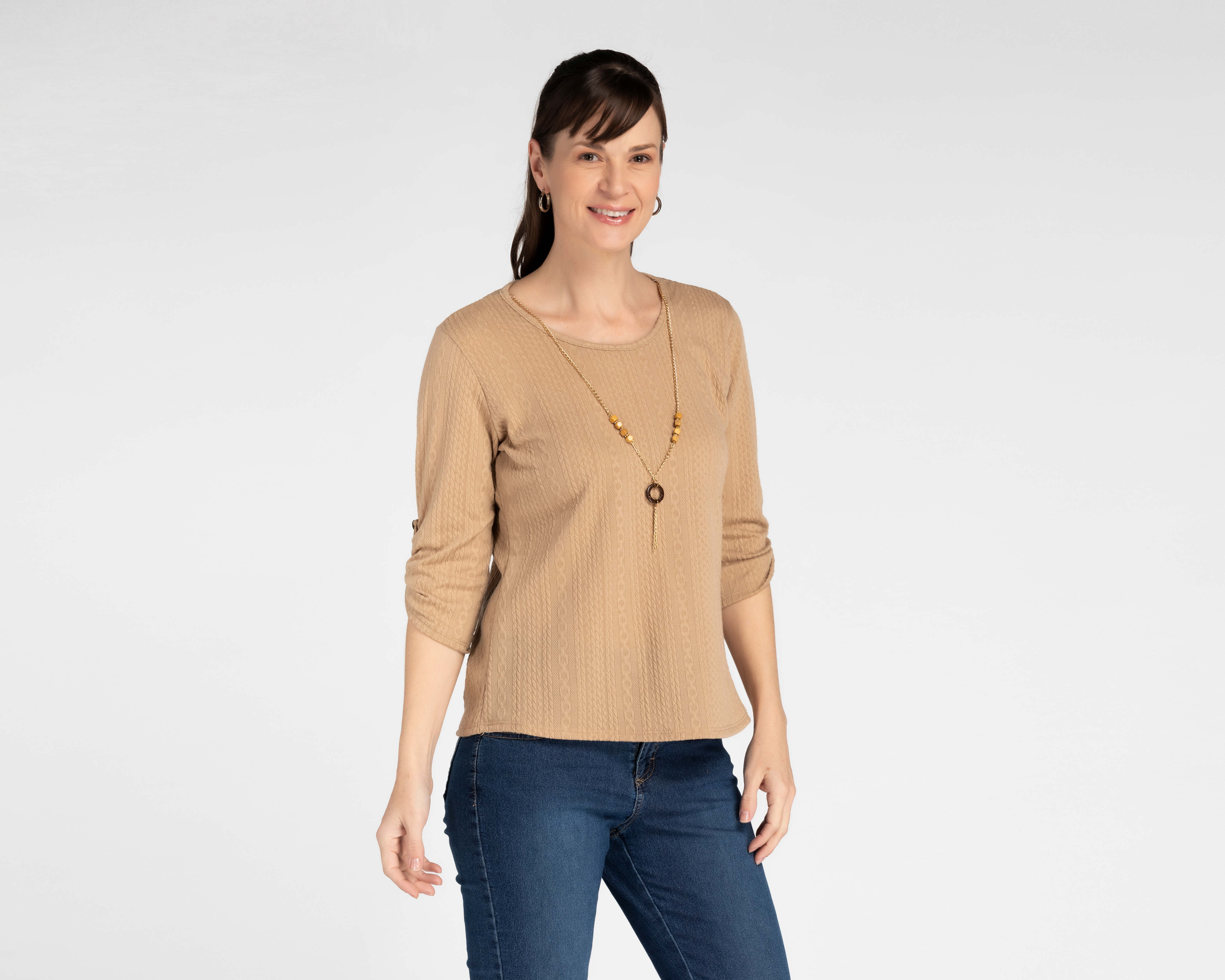 Foto 2 pulgar | Foto 1 | Blusa Sahara Manga 3/4 con Collar