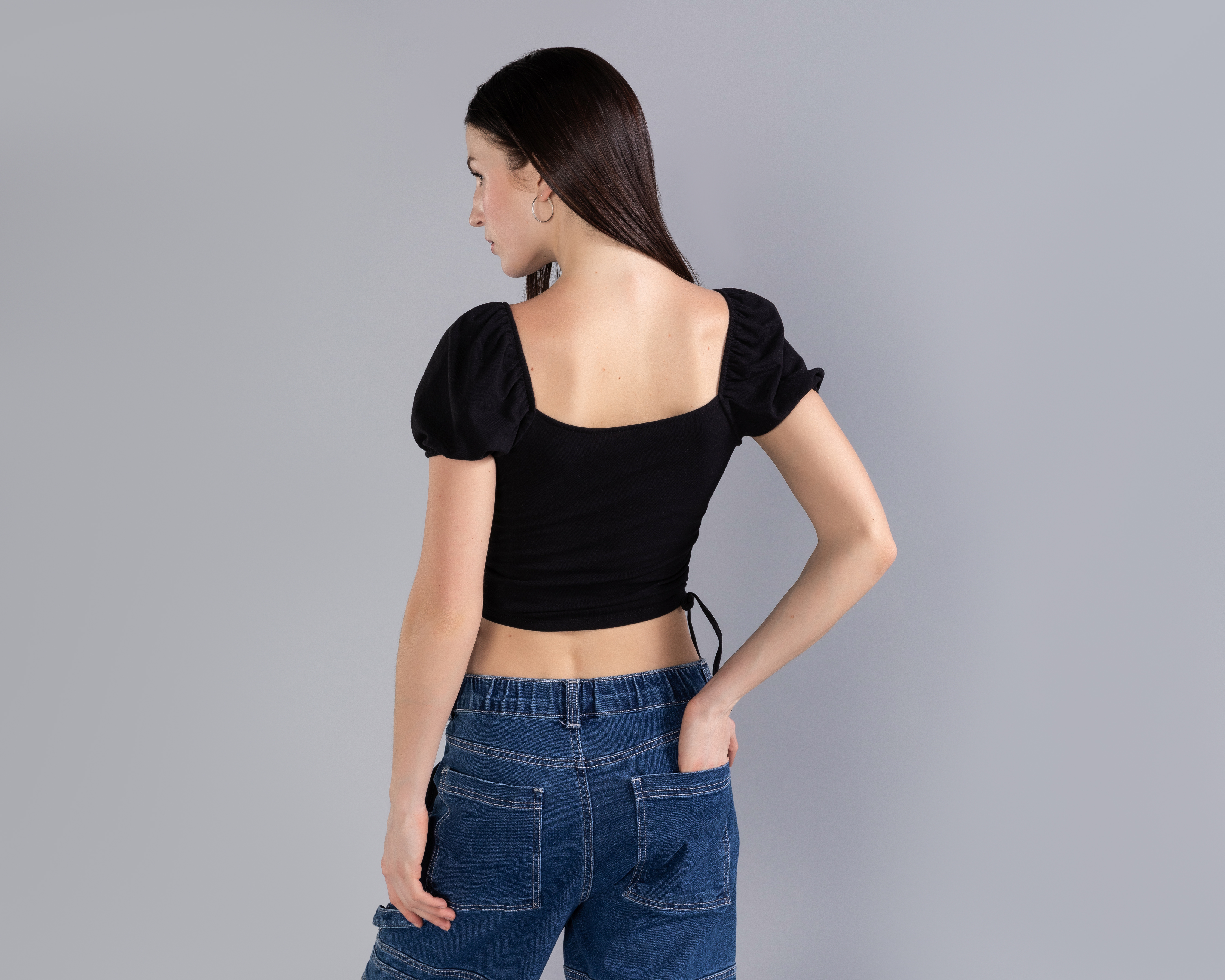 Foto 4 pulgar | Foto 3 | Playera Manga Corta Abullonada con Jaretas Costados Strona para Mujer