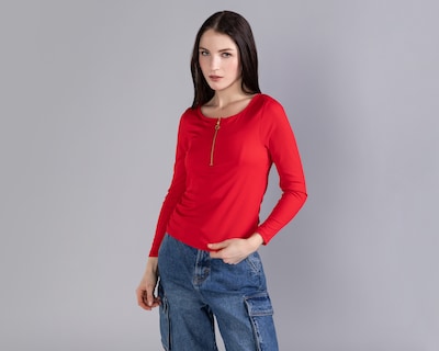 Foto 2 | Foto 2 | Playera Manga Larga Rib con Cierre Corto Delantero Strona para Mujer