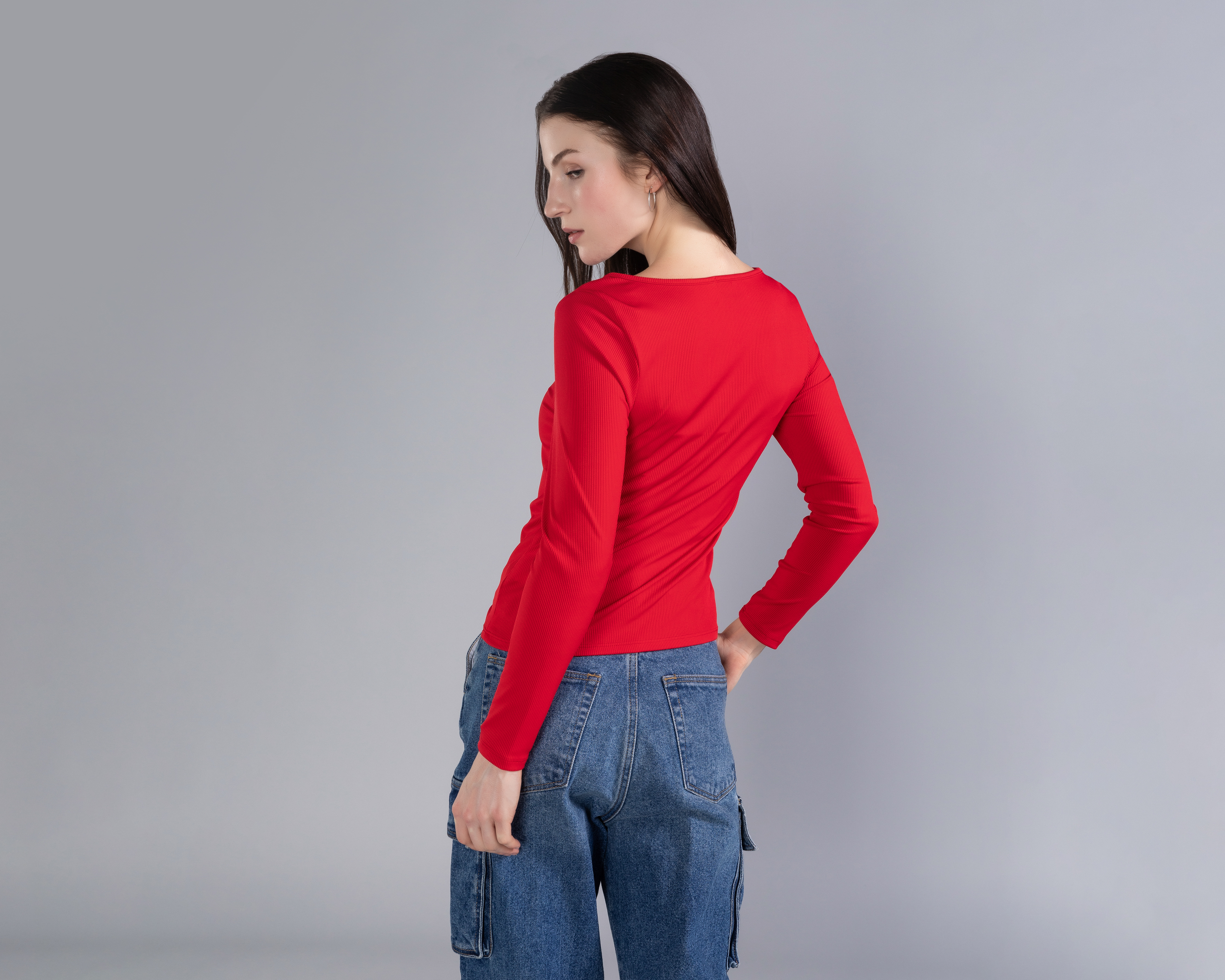Foto 4 pulgar | Foto 3 | Playera Manga Larga Rib con Cierre Corto Delantero Strona para Mujer