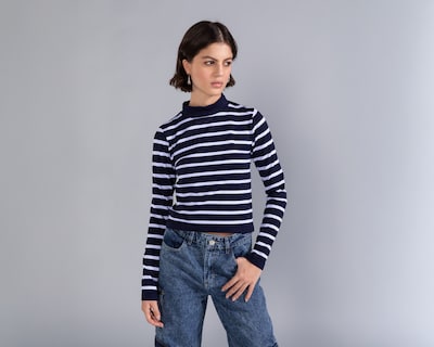 Foto 2 | Foto 2 | Playera Manga Larga Cuello Perkins Rayas Strona para Mujer