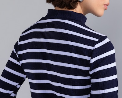 Foto 5 | Foto 5 | Playera Manga Larga Cuello Perkins Rayas Strona para Mujer