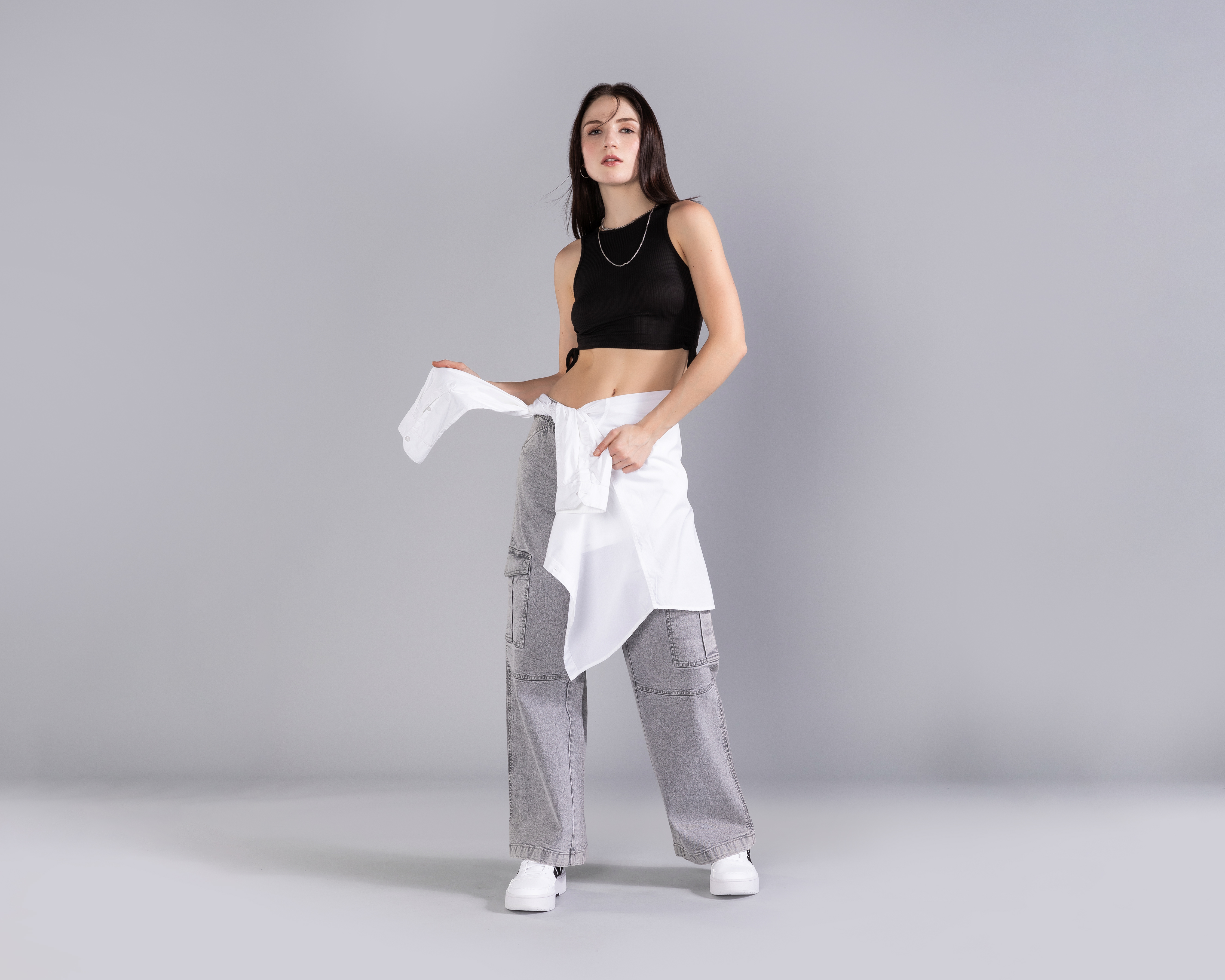 Top Rib Crop con Jaretas Costados Strona para Mujer