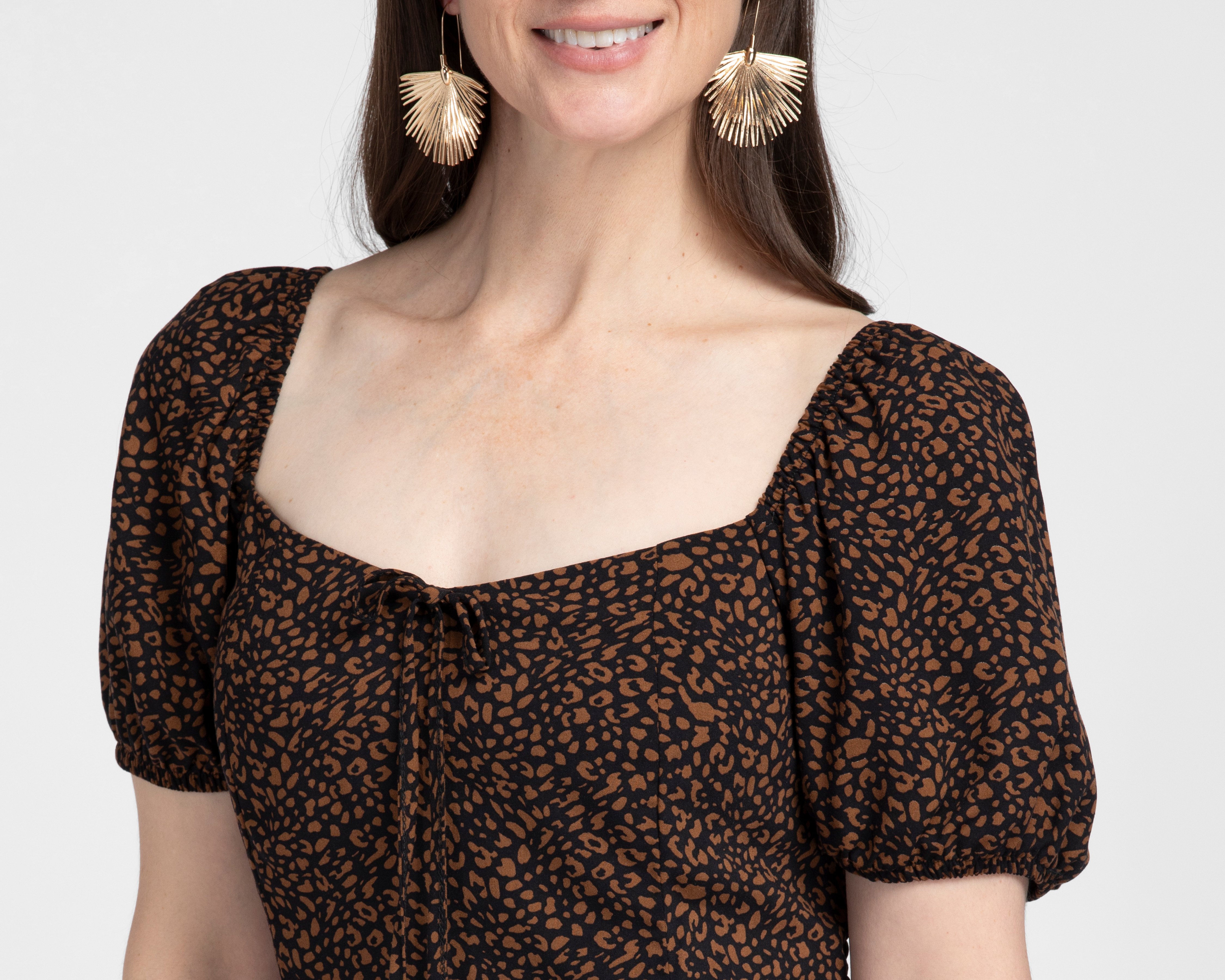 Foto 4 | Foto 4 | Vestido Casual Sahara Café Manga Corta con Abertura para Mujer